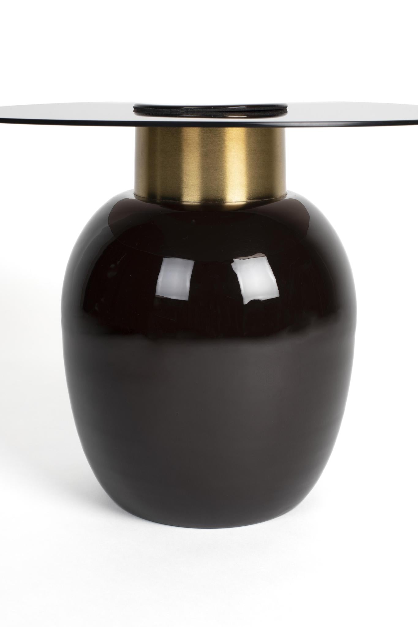 Mohra Enamel & Smoked Glass Side Table - 2 Sizes Available