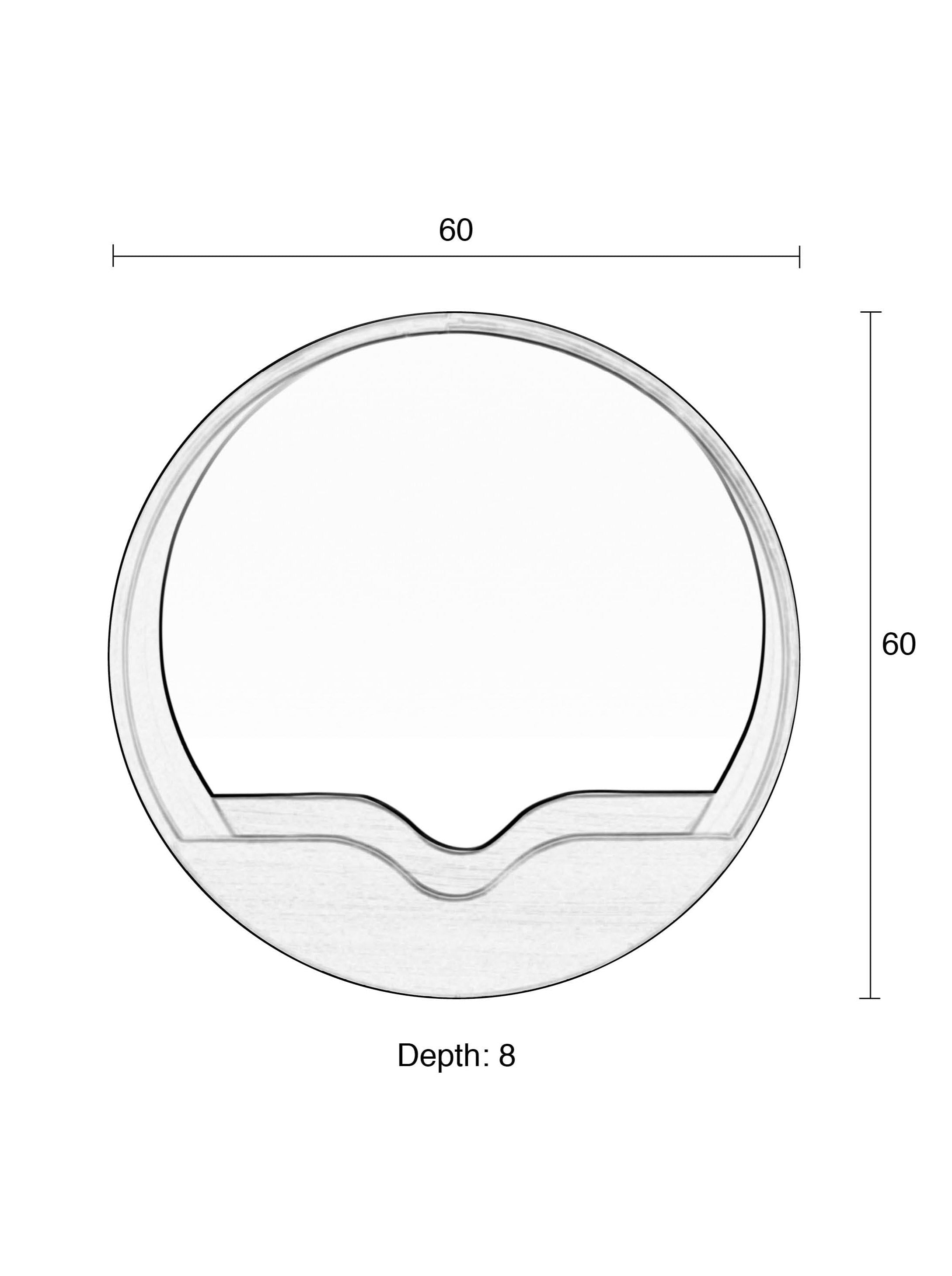 The Round Compartment Wall Mirror - Natural - 60x60x8cm