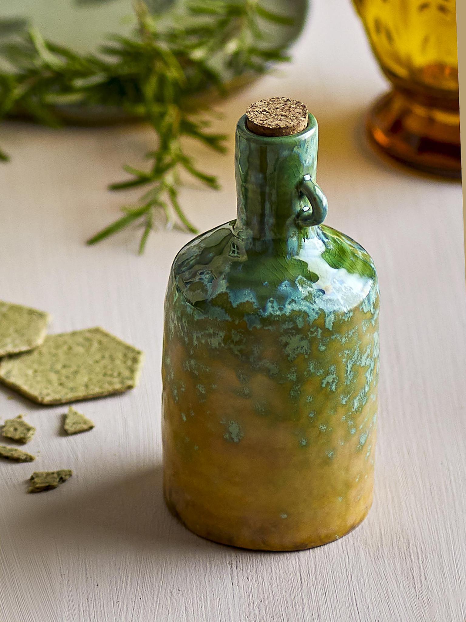 Yuma Oil Bottle - Green - Stoneware