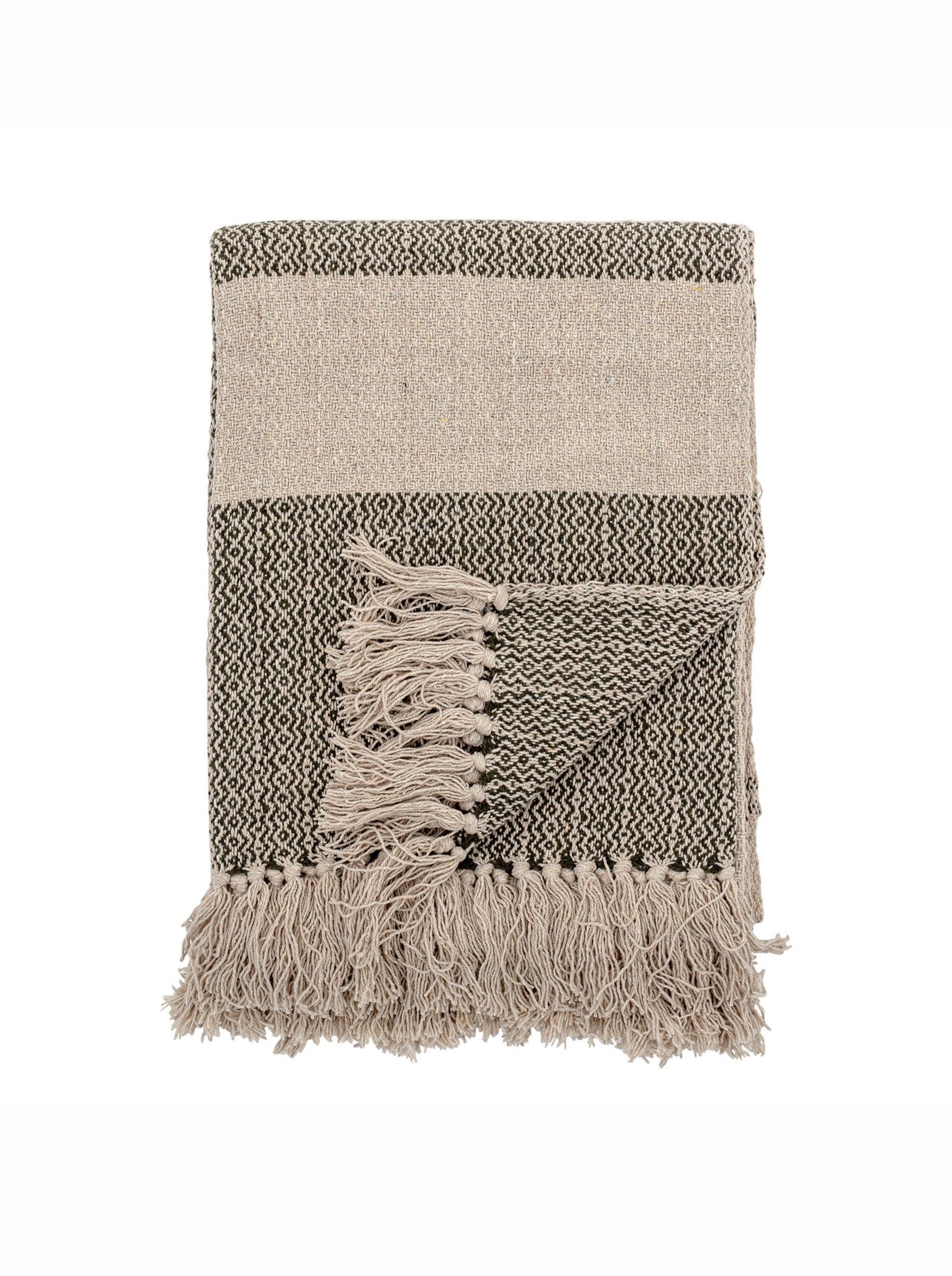 Fidan - Recycled Cotton Throw - Printed Green