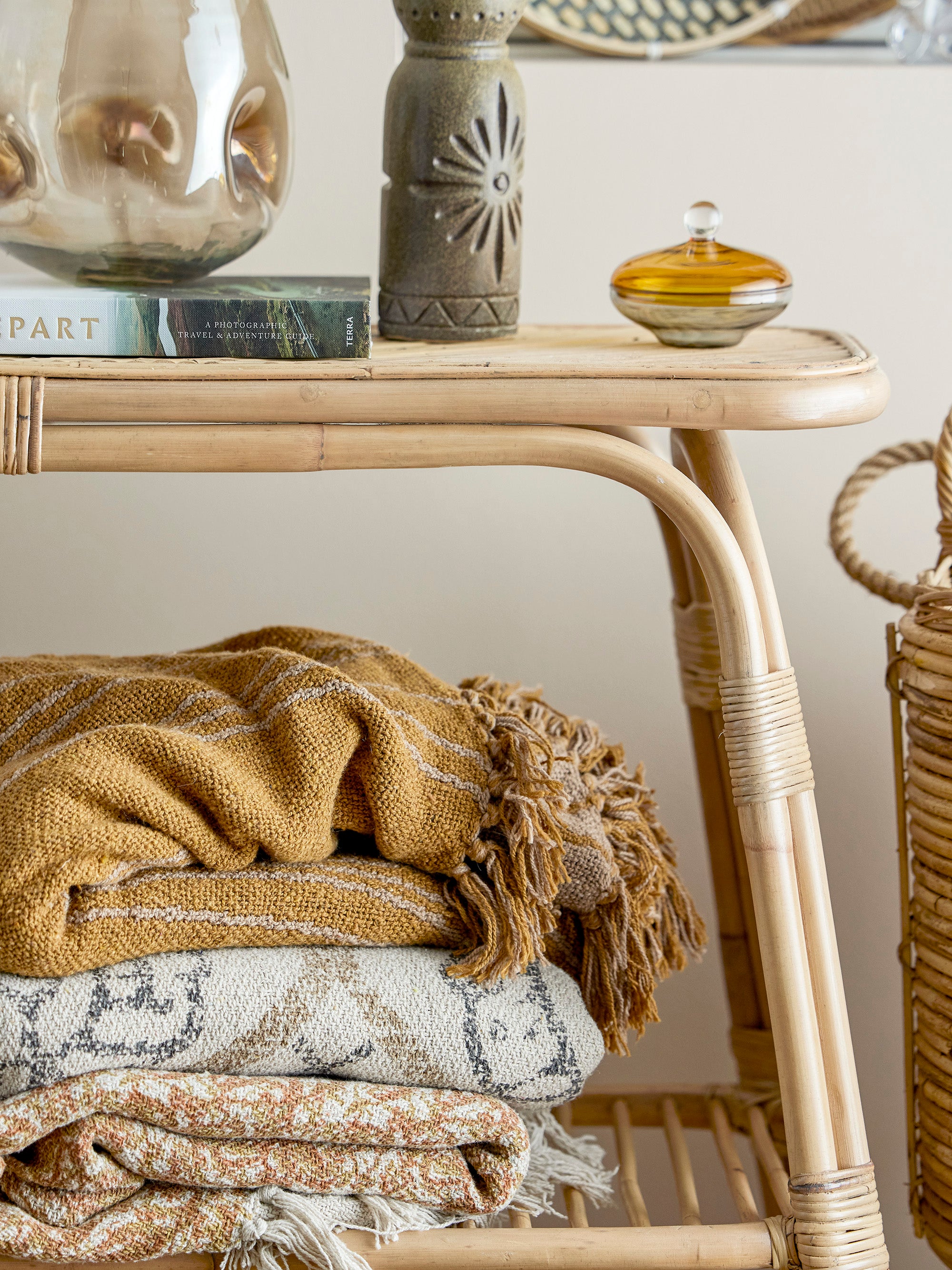 Freddy - Recycled Cotton Throw - Beige Patterned