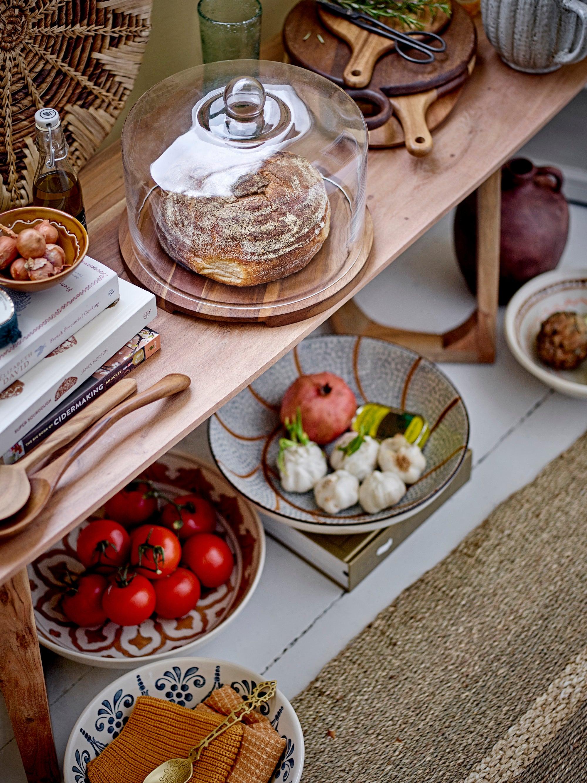 Heikki Hand Painted Stoneware Serving Bowl - Blue