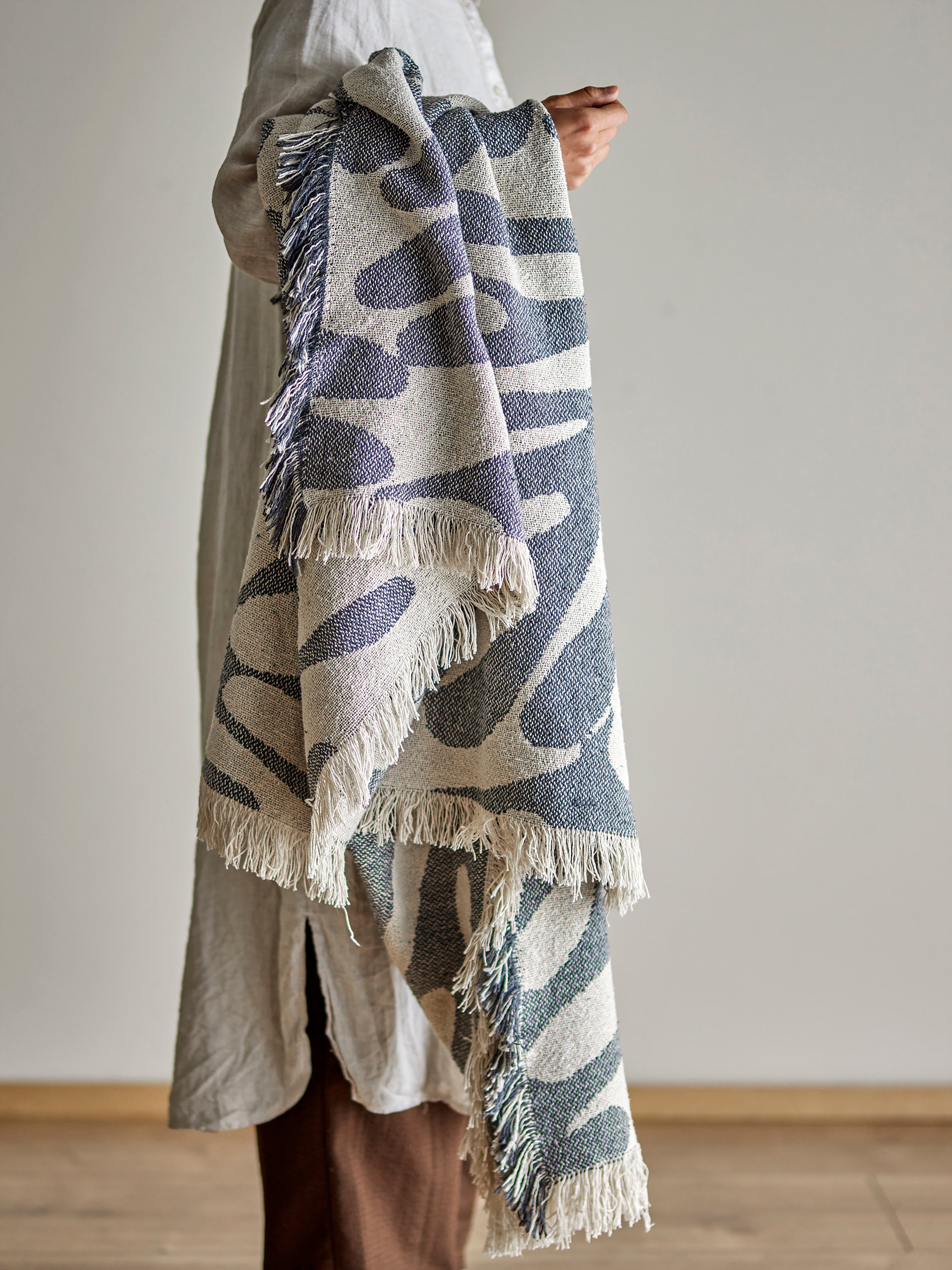 Alk Recycled Cotton Throw - Blue