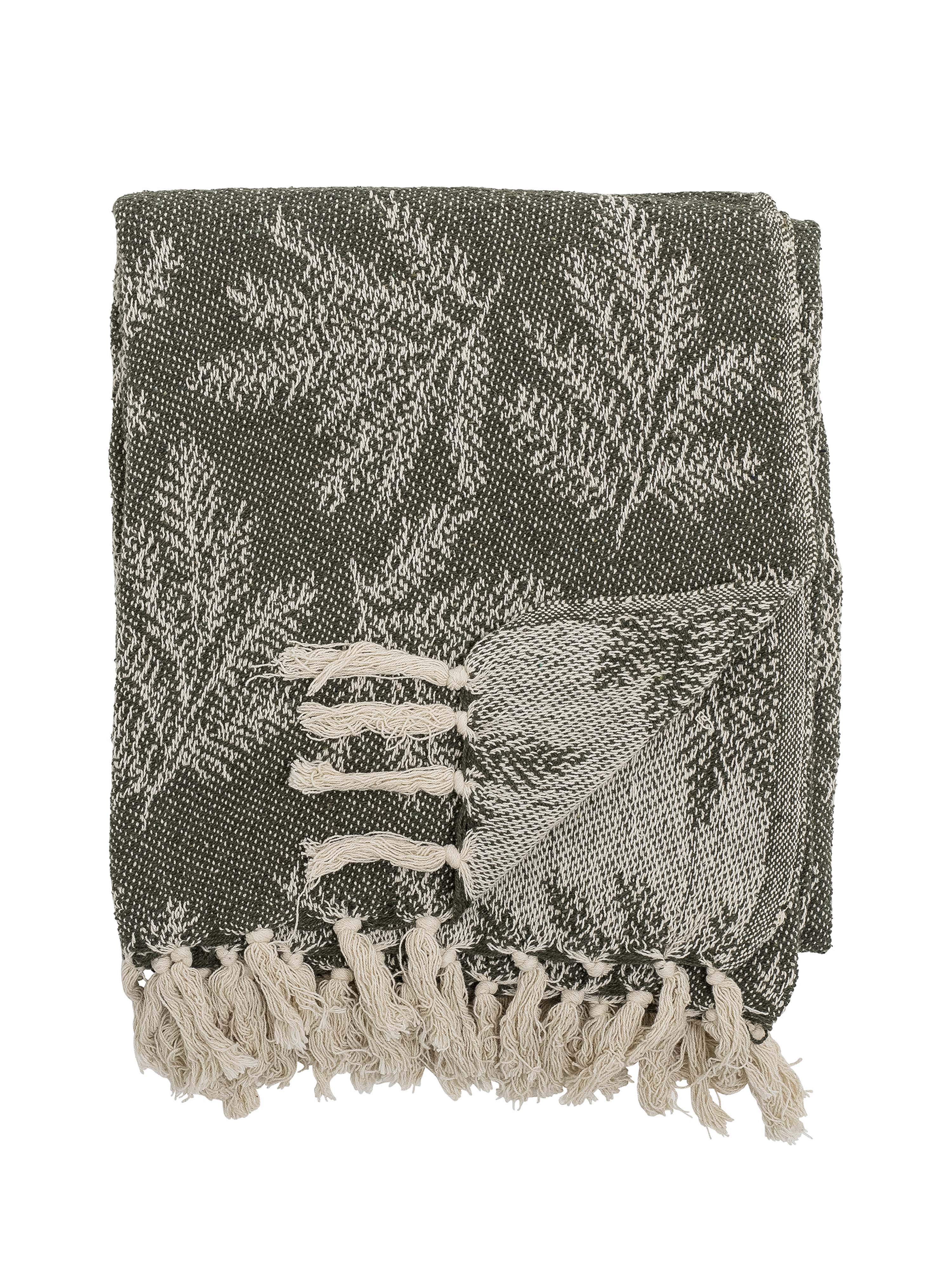 Gabriela Recycled Cotton Throw - Leaf Green AUGUST