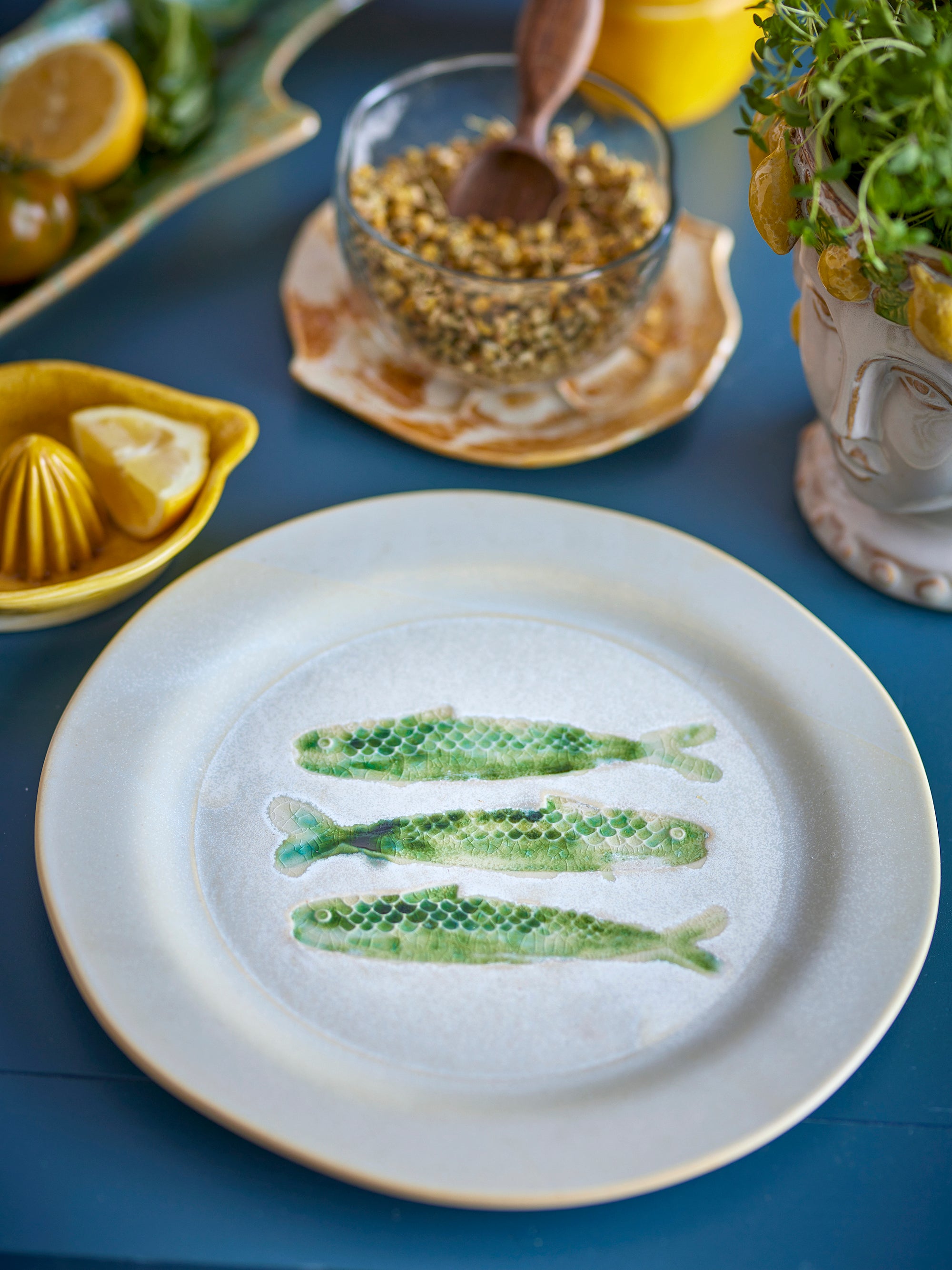Hadden Plate - Painted Fish - Green