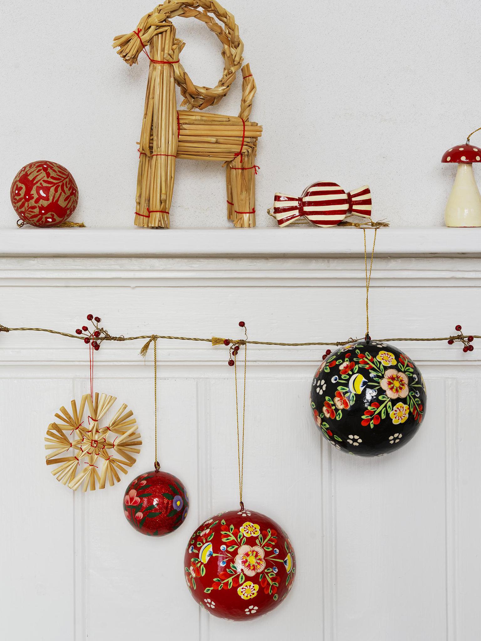 Handmade paper mache christmas ball