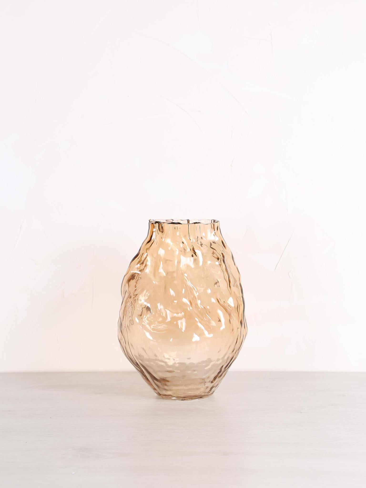 Narin Irregular Shaped Glass Vase - Brown
