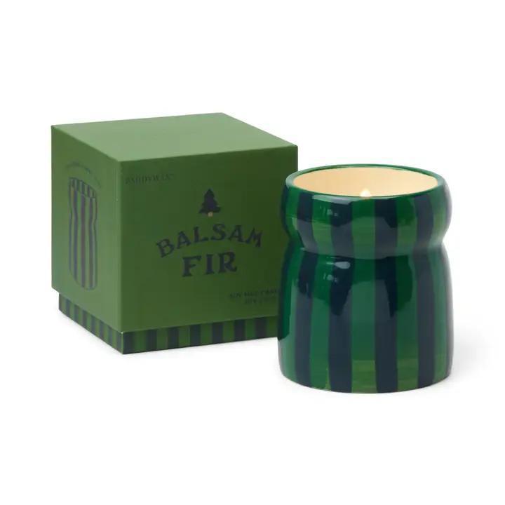 Cabana Striped Ceramic Candle - Balsam Fir