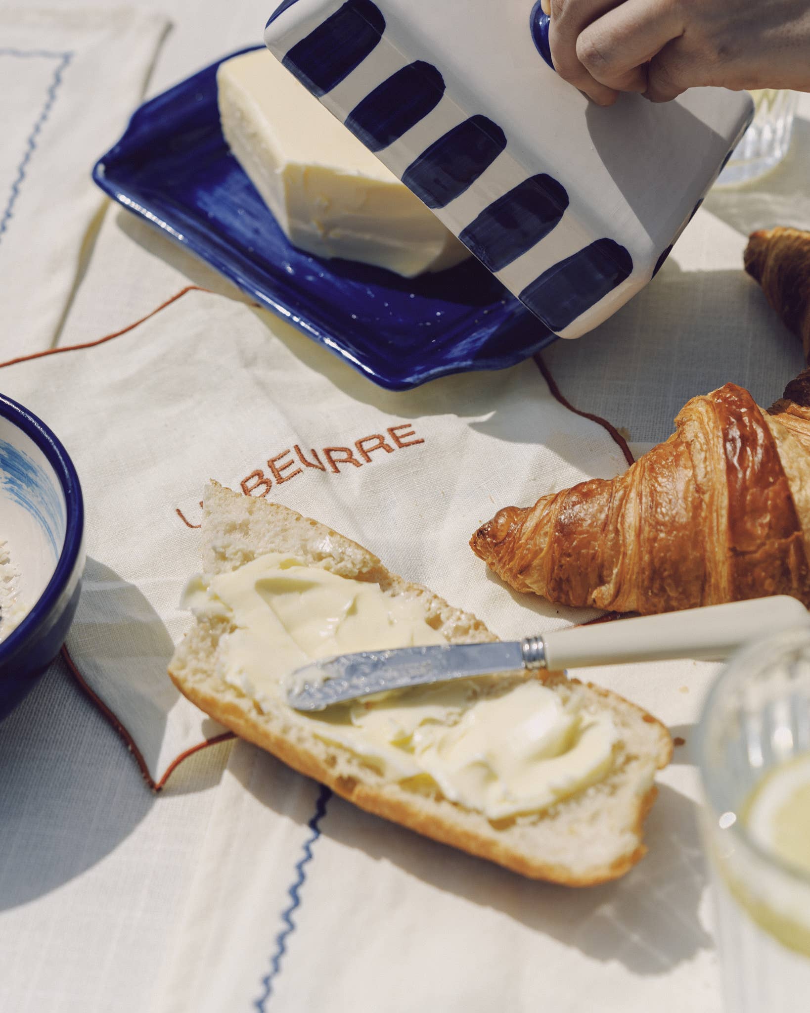 Artisanal Ceramic Butter Dish – Blue & White - Blue Coast