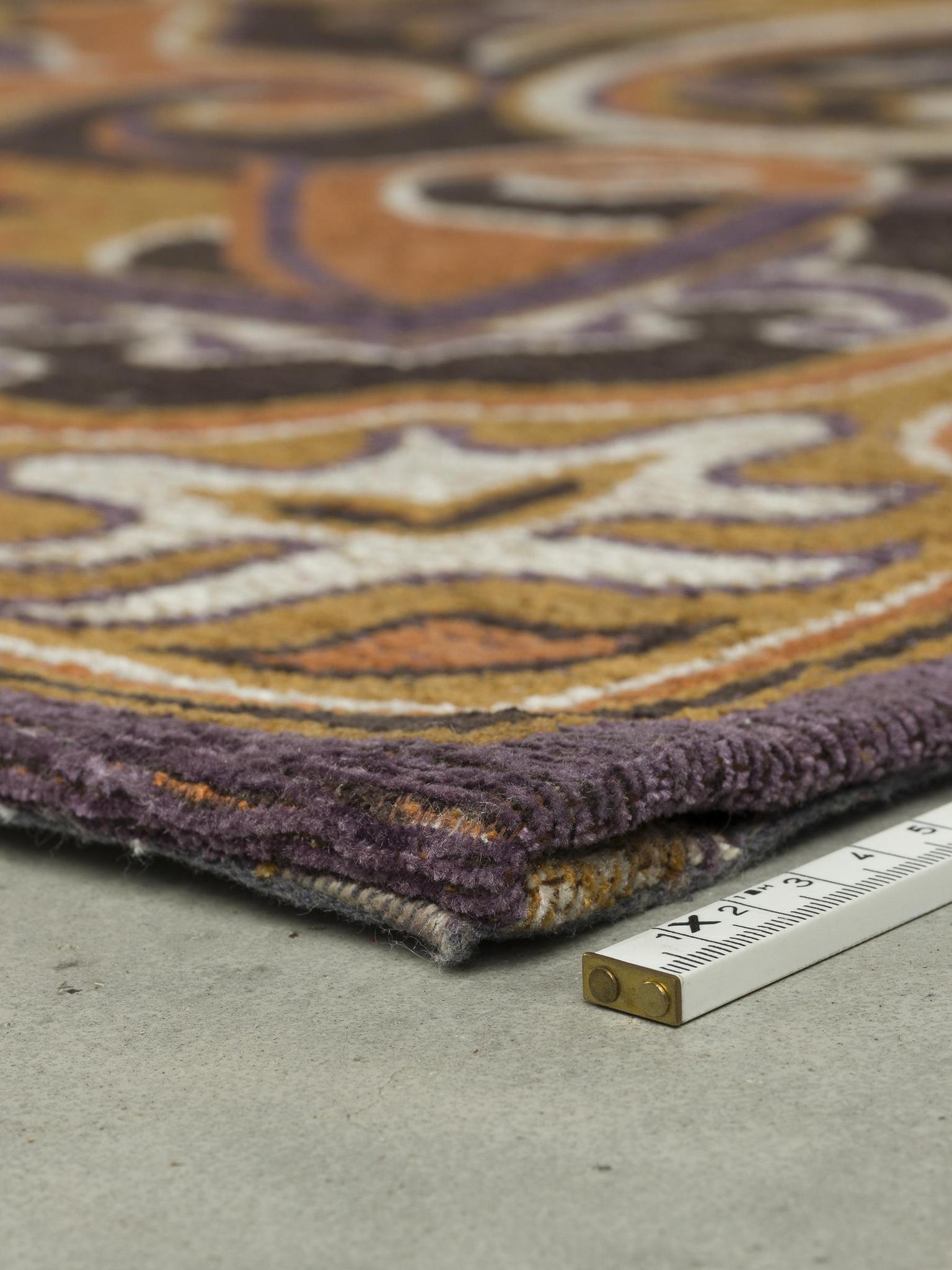 Bashmira Patterned Rug - Burnt orange, Deep Purple