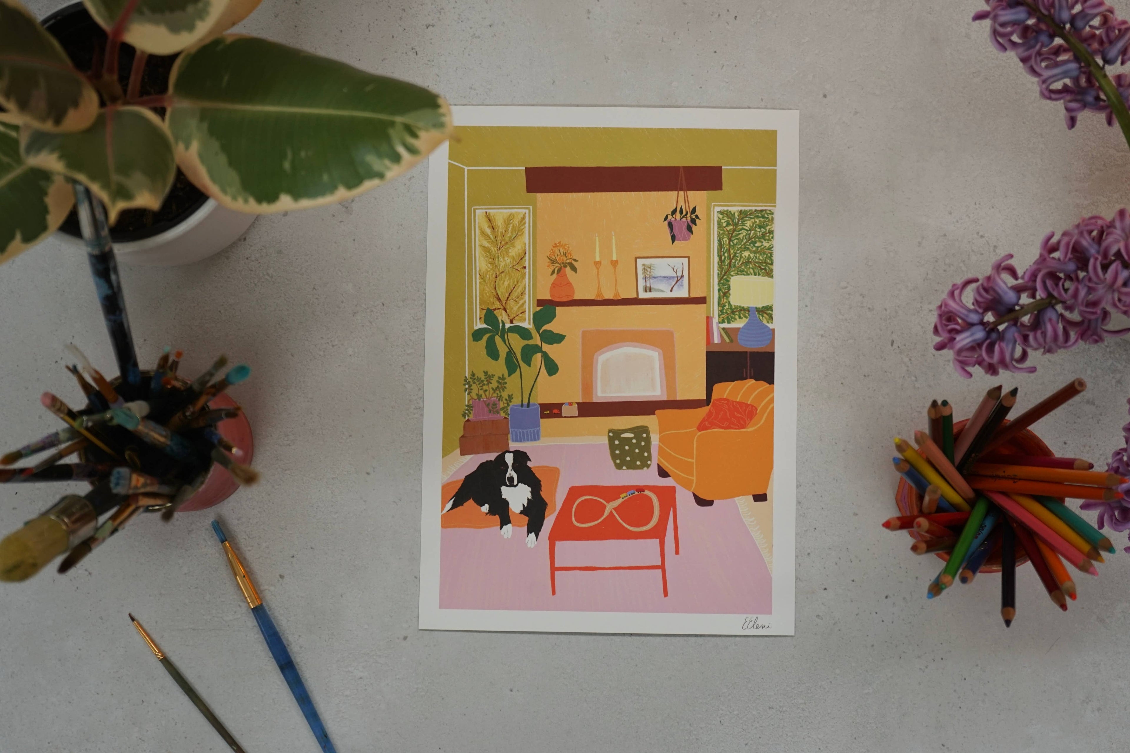 Woodland Home Art Print | Dog Lovers Wall Art