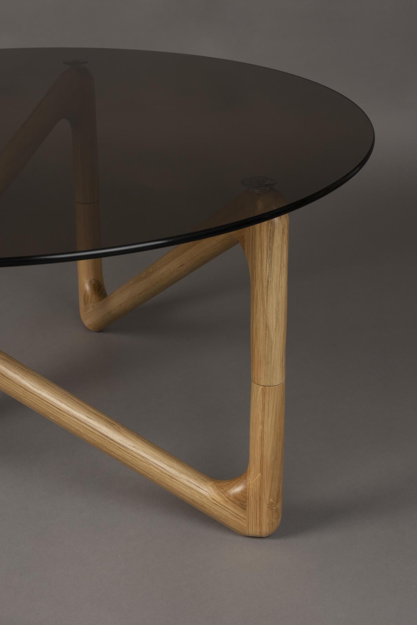 Naia Oak Wood & Glass Coffee Table - 2 Colours Available