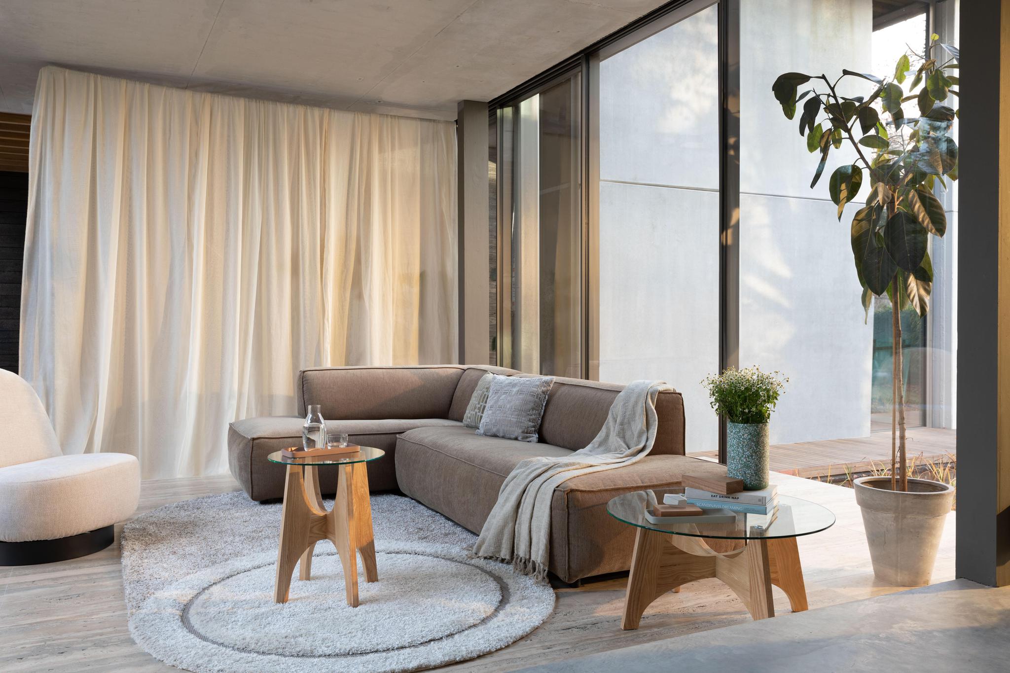 Kobe Ash Wood & Glass Coffee/Side Table - 2 Sizes Available