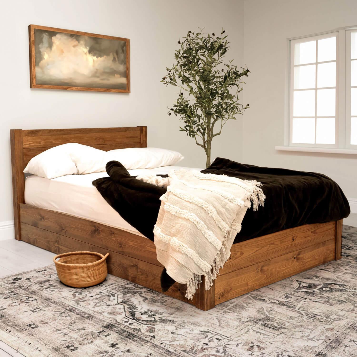 Model 05 - Handmade Wooden Ottoman Bed - Colour And Size Options available