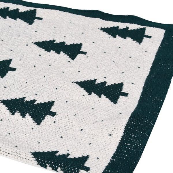 Knitted Christmas Tree Throw - Dark Green