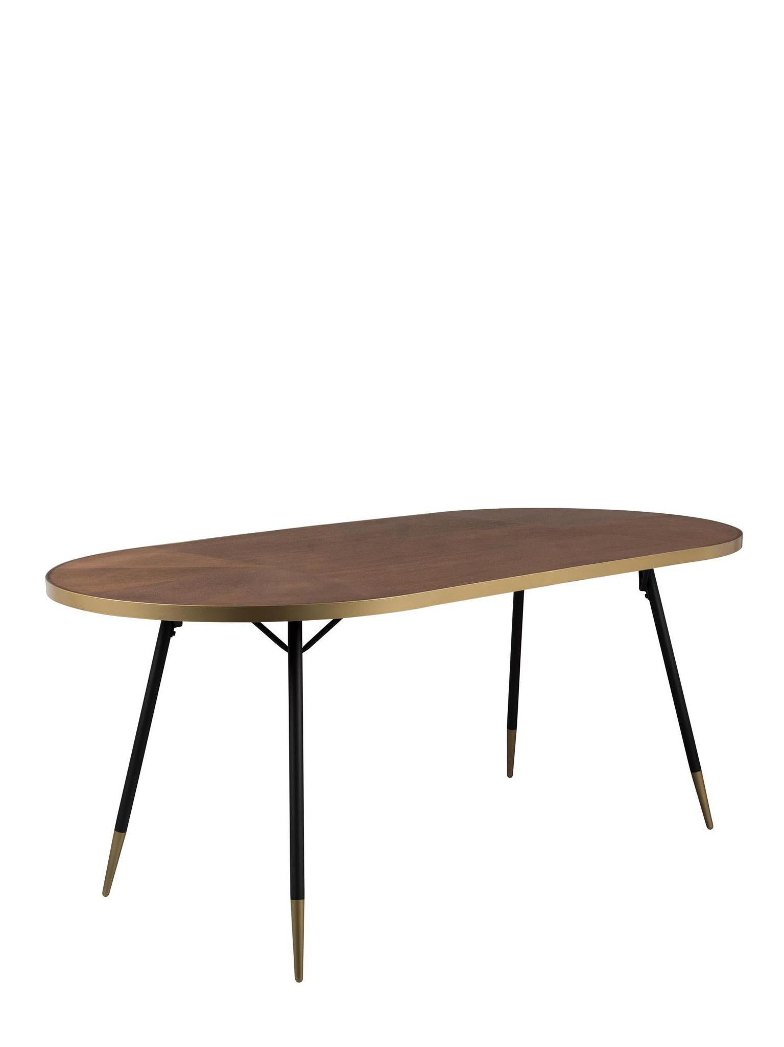 Darla Wooden Dining Table with Brass Edging