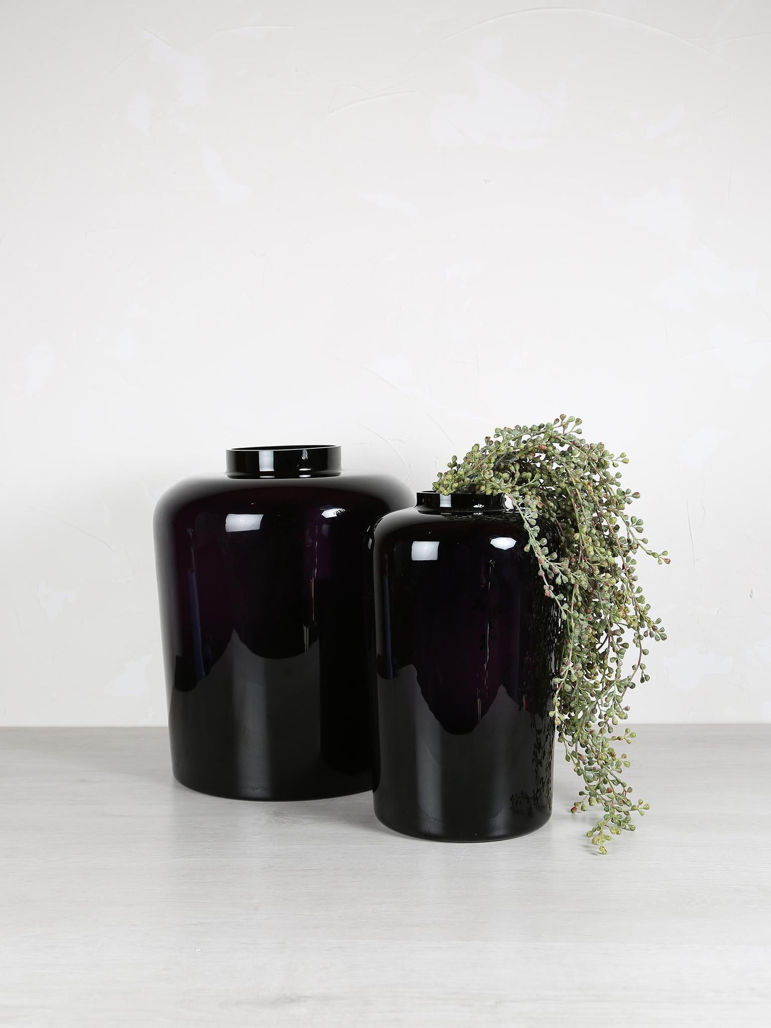 XL Devine Black Glass Vase - 2 Shapes Available