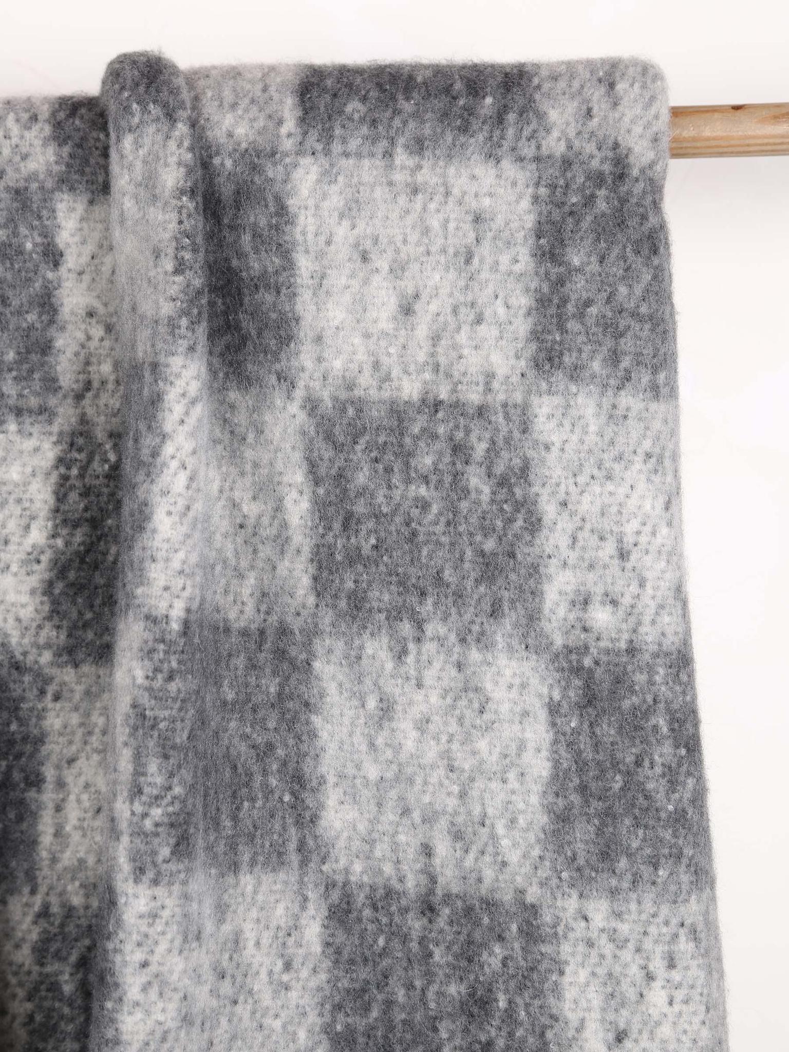 Isabel Recycled Checked Fringed Throw - Ardoise
