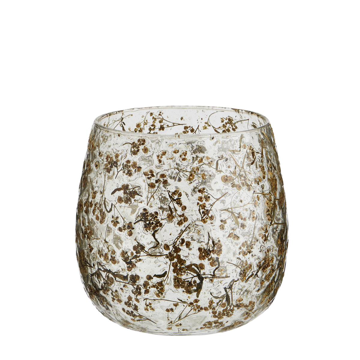 Glass Votive With Gold Leaves