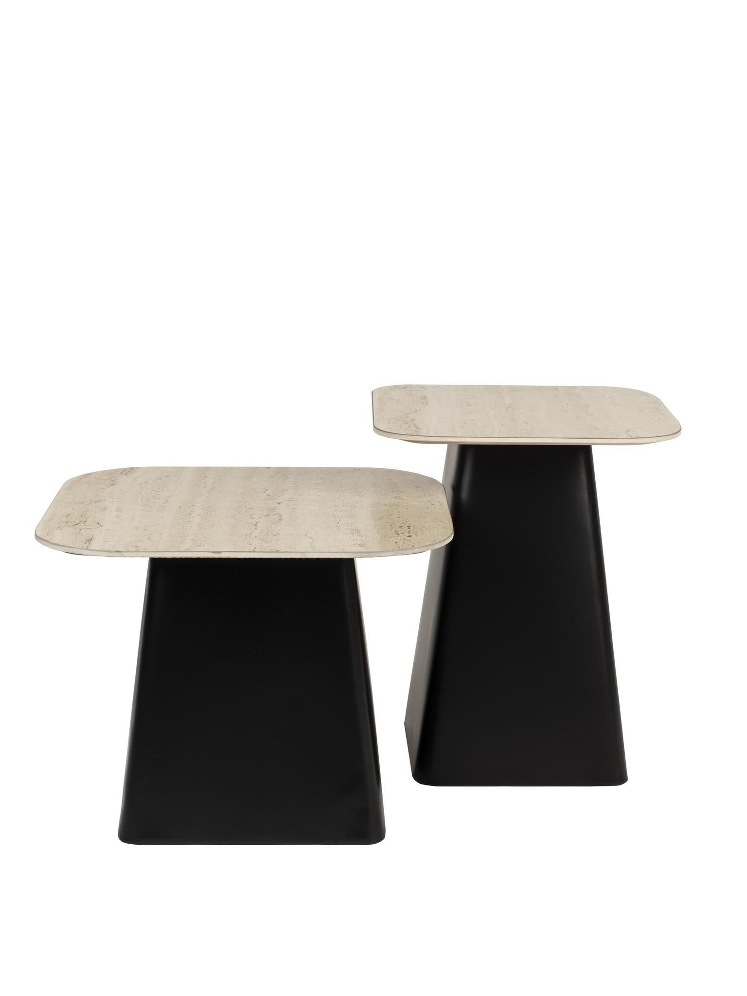 Baru Set of 2 Travertine Side Tables
