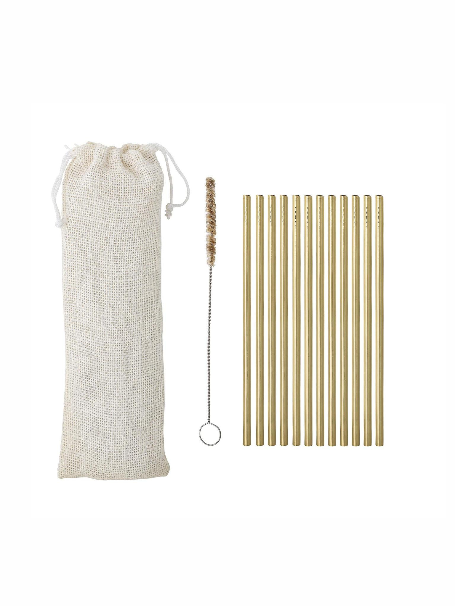 Mendi Straw & Brush - Gold - Stainless Steel