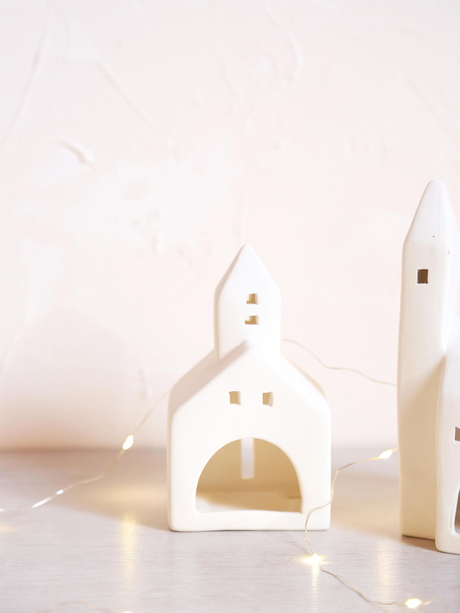 Decorative Ceramic Town Hall - White