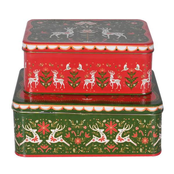 Jolly Patterned Reindeer Tins