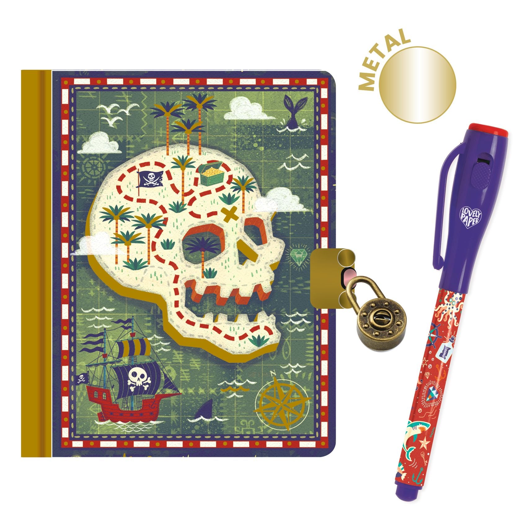 Secret Notebook With Invisible Ink Pen & Lamp - Pirate Pete&