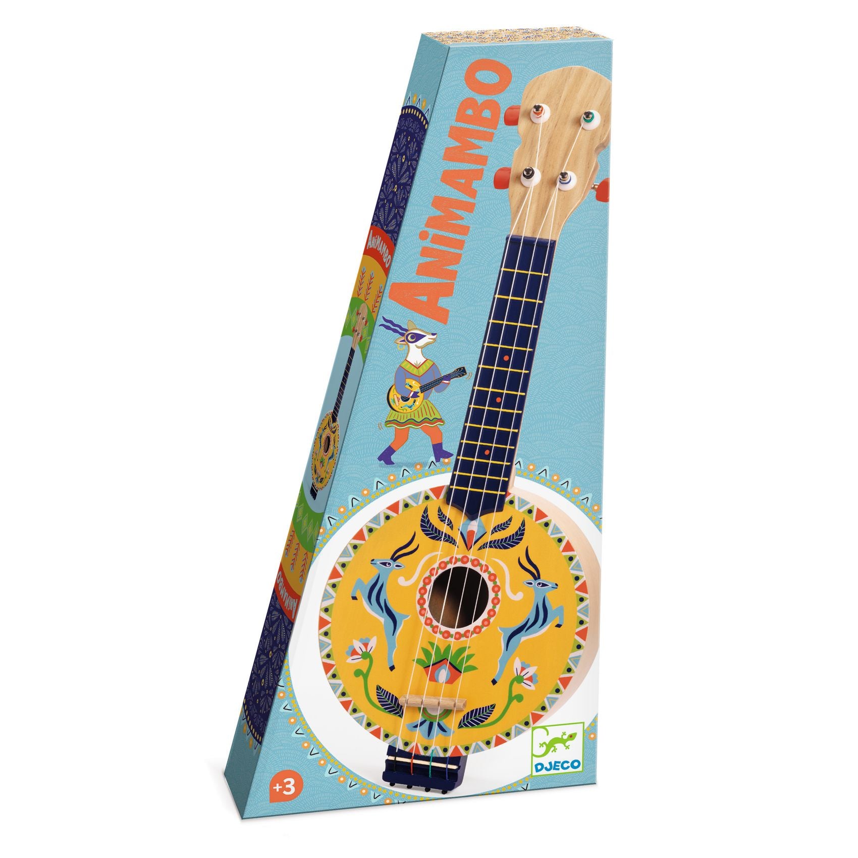 Illustrated Wooden 4-String Banjo