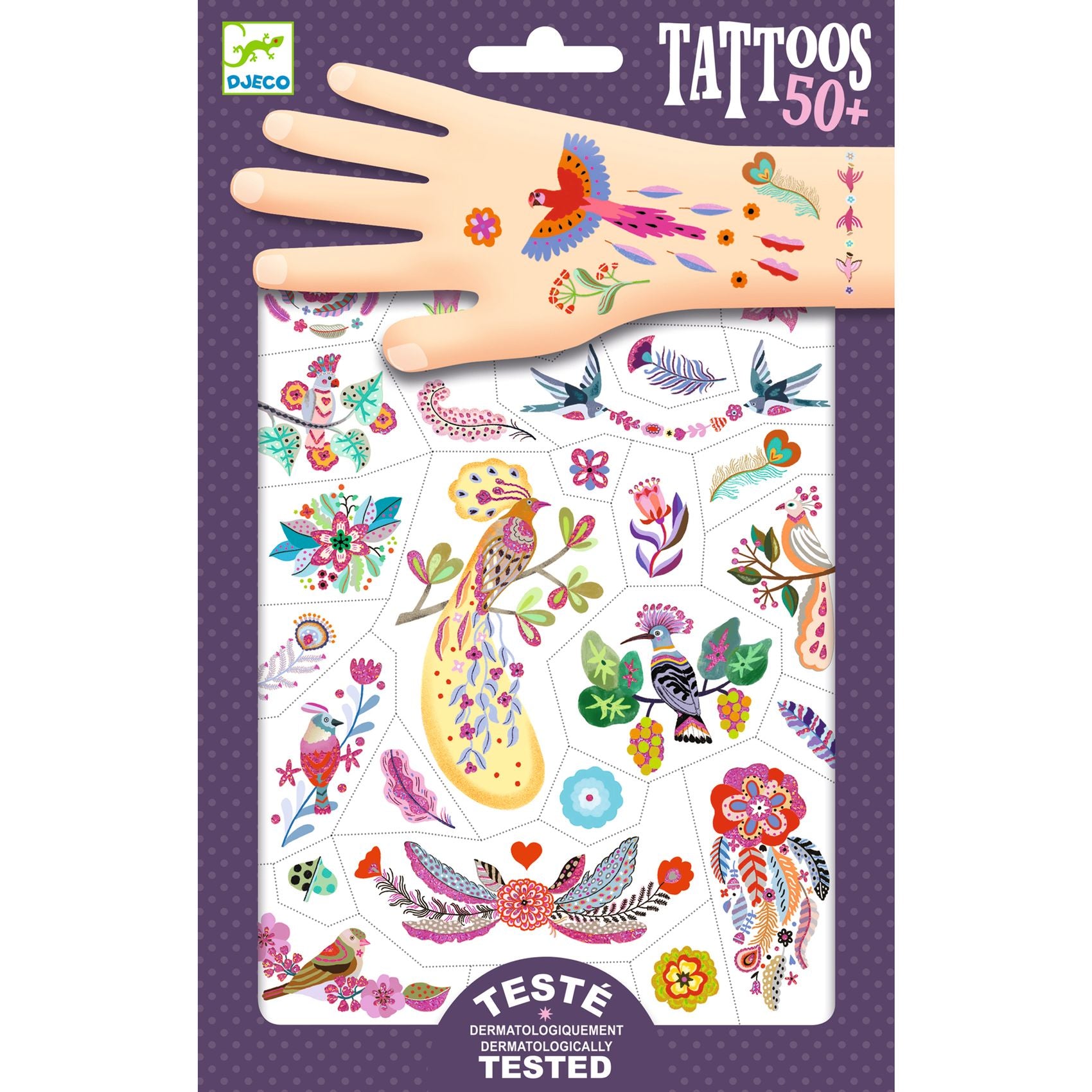 Kids Metallic Temporary Tattoos - Bright Birds