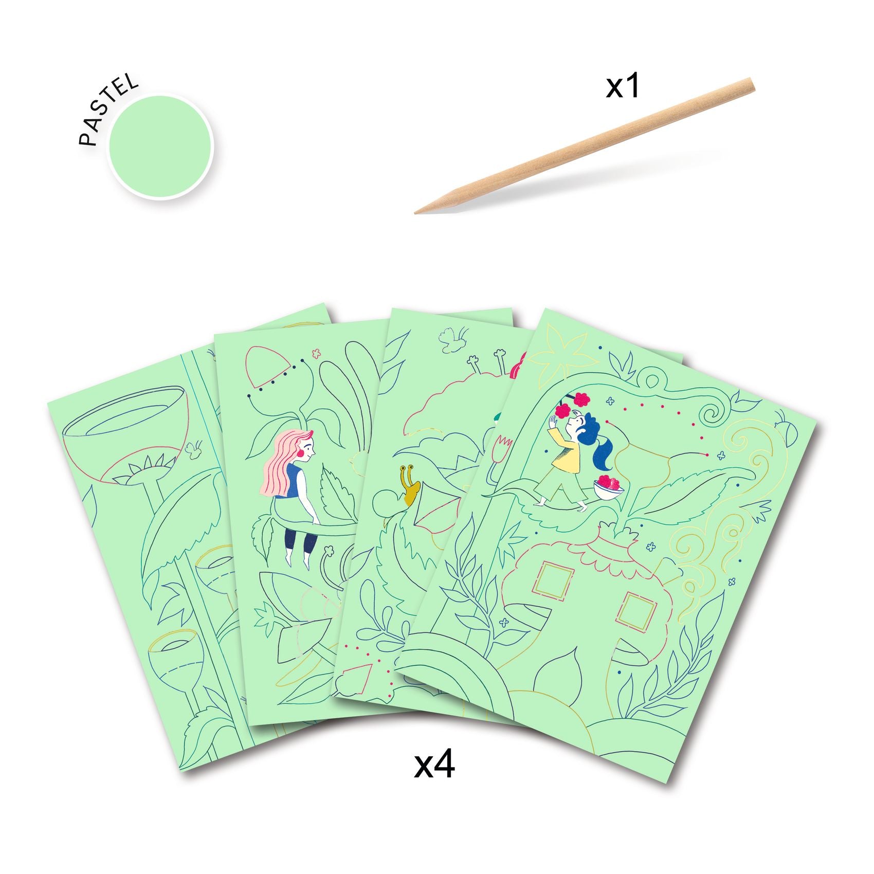 Pastel Scratch Boards With Stylus - Fabulous Garden