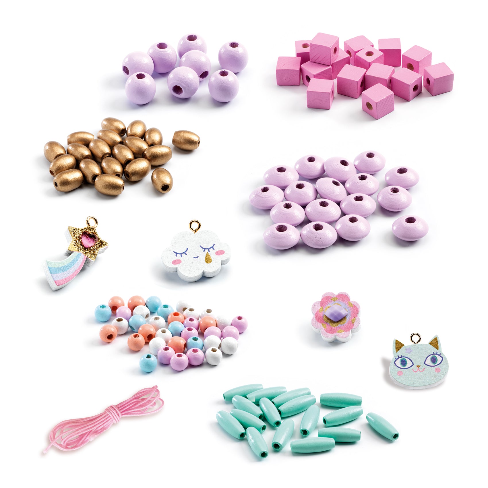 Wooden Jewellery Bead Kit - Rainbow