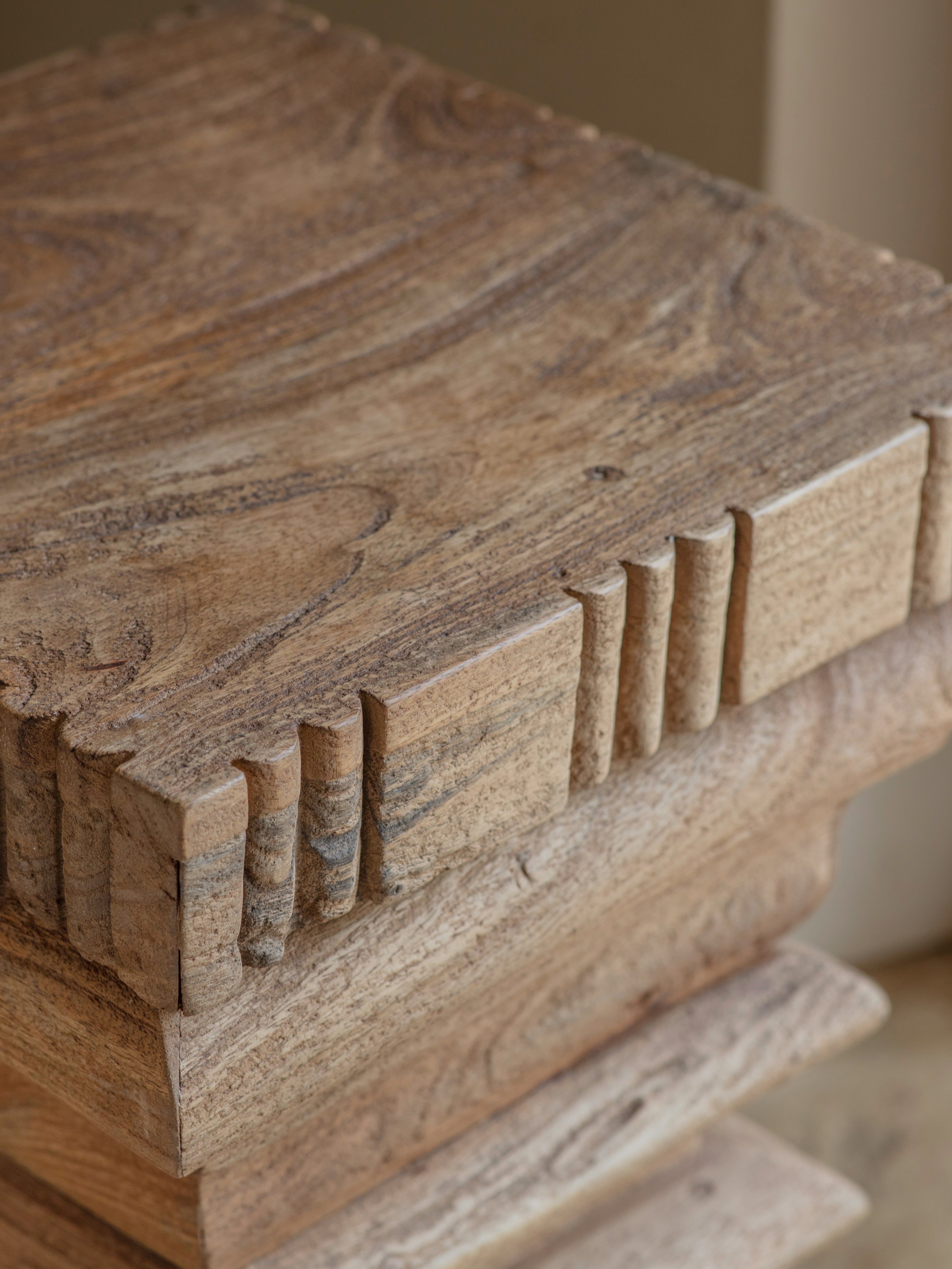 Disha Carved Mango Wood Side Table