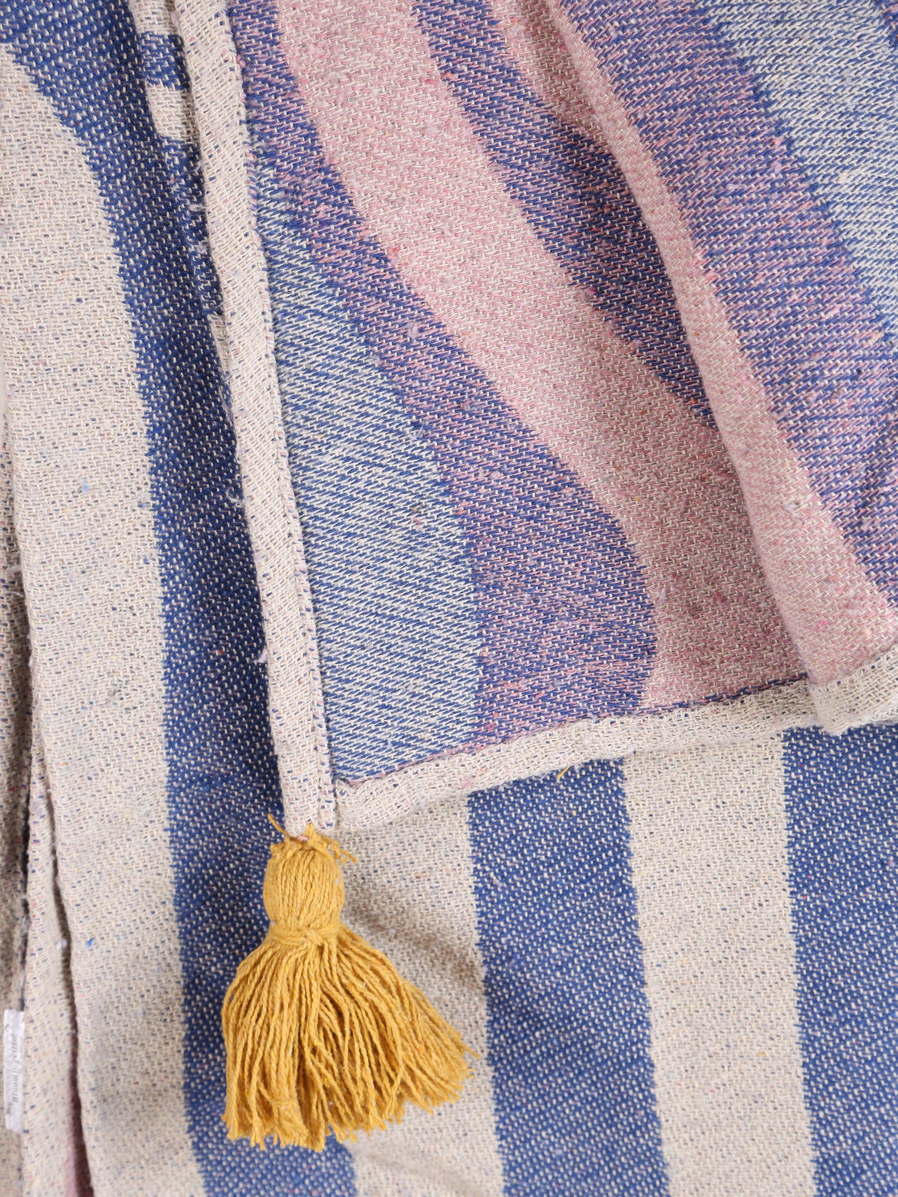 Arlie Throw - Swirled Print - Recycled Cotton - Blue, Rose, Ochre