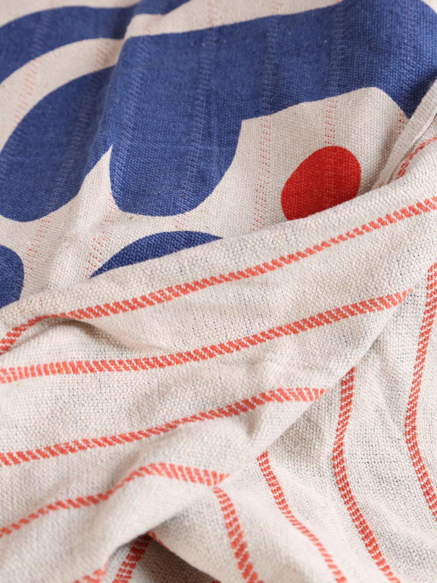 Eviaya Throw - Block Printed - Recycled Cotton - Burnt Orange, Beige