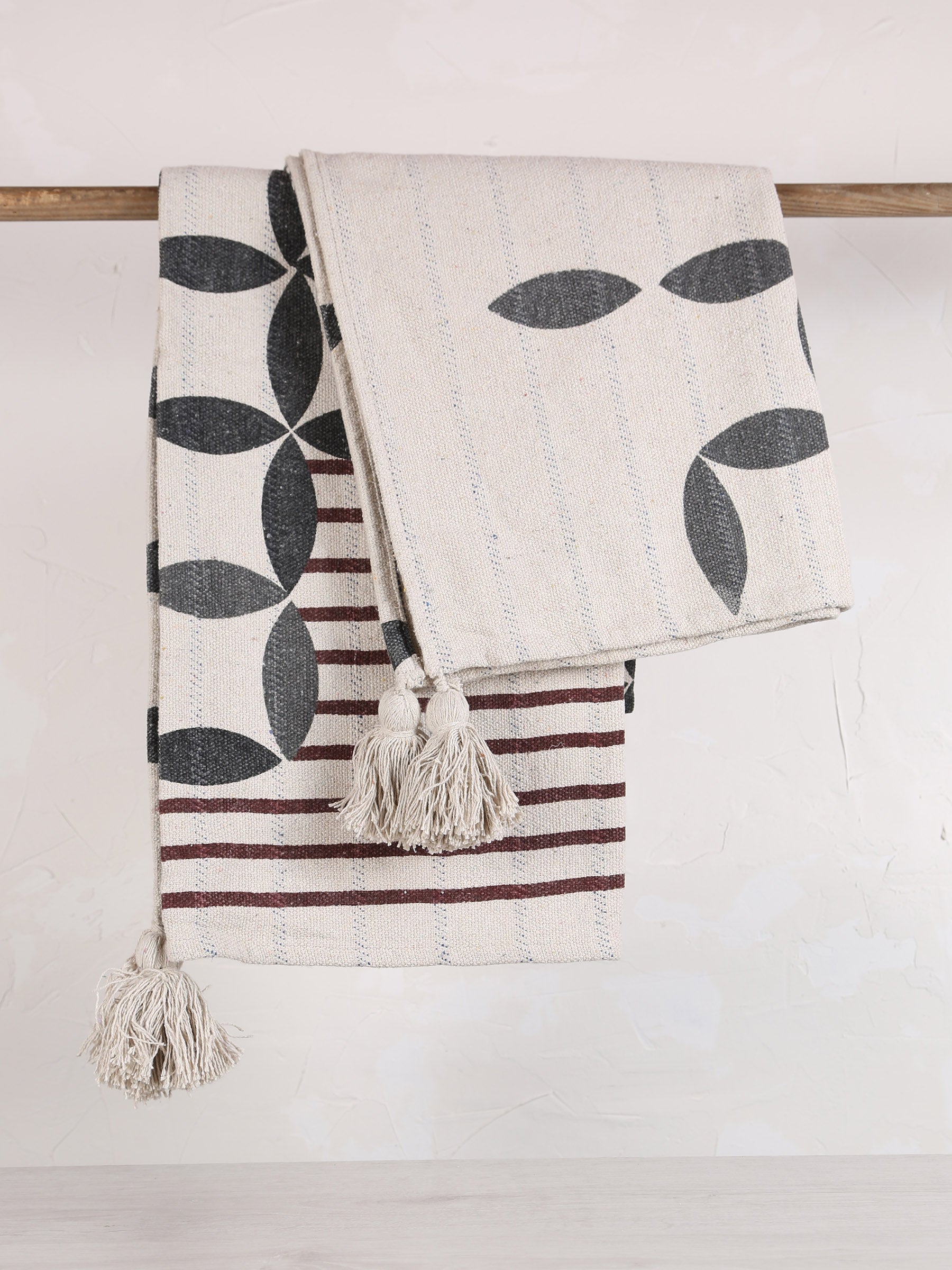 Forma Throw - Block Printed - Recycled Cotton - Neutral Tones