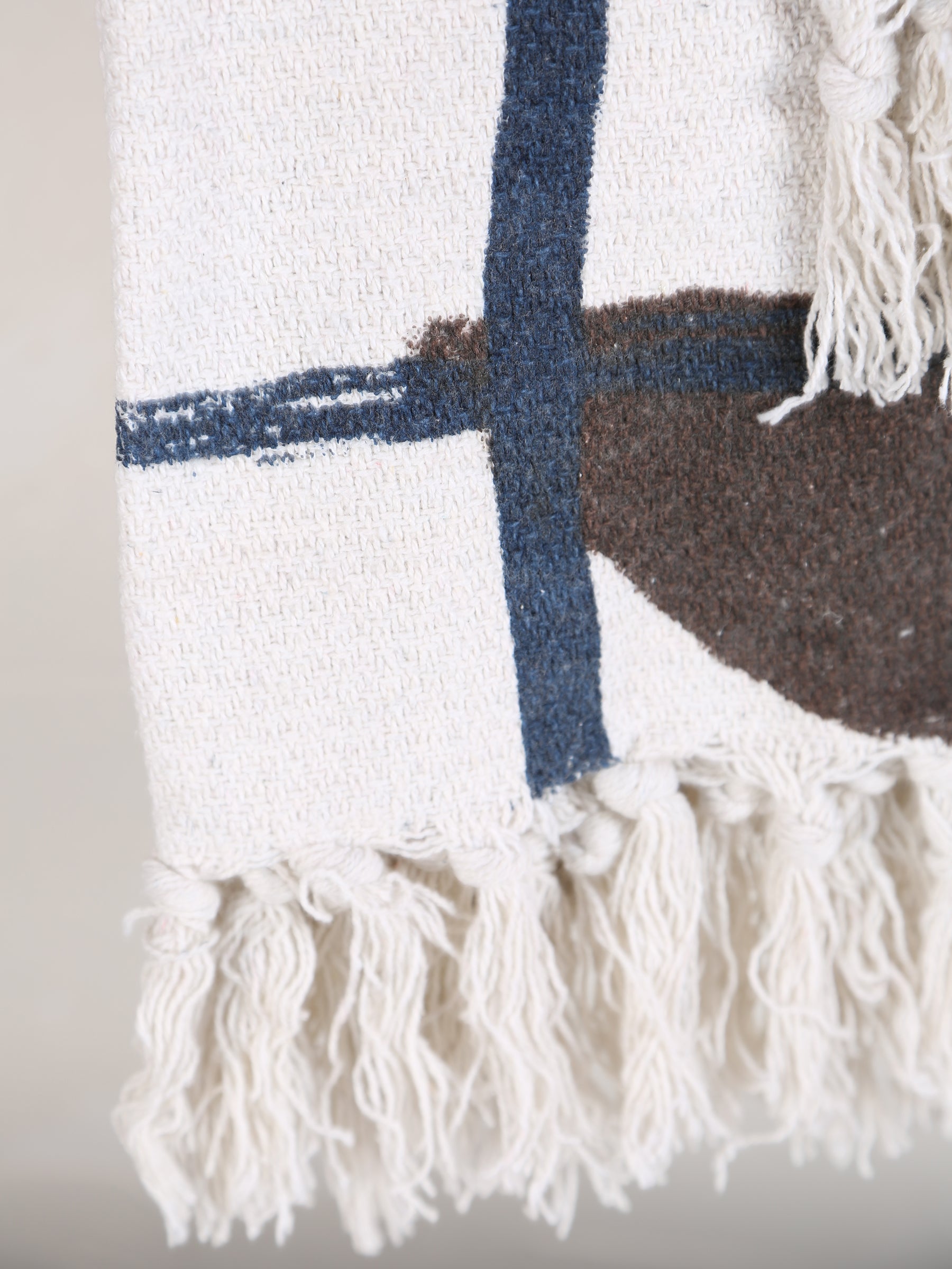 Imperia Throw - Stripe Printed - Recycled Cotton - Ambient Blue, Brown