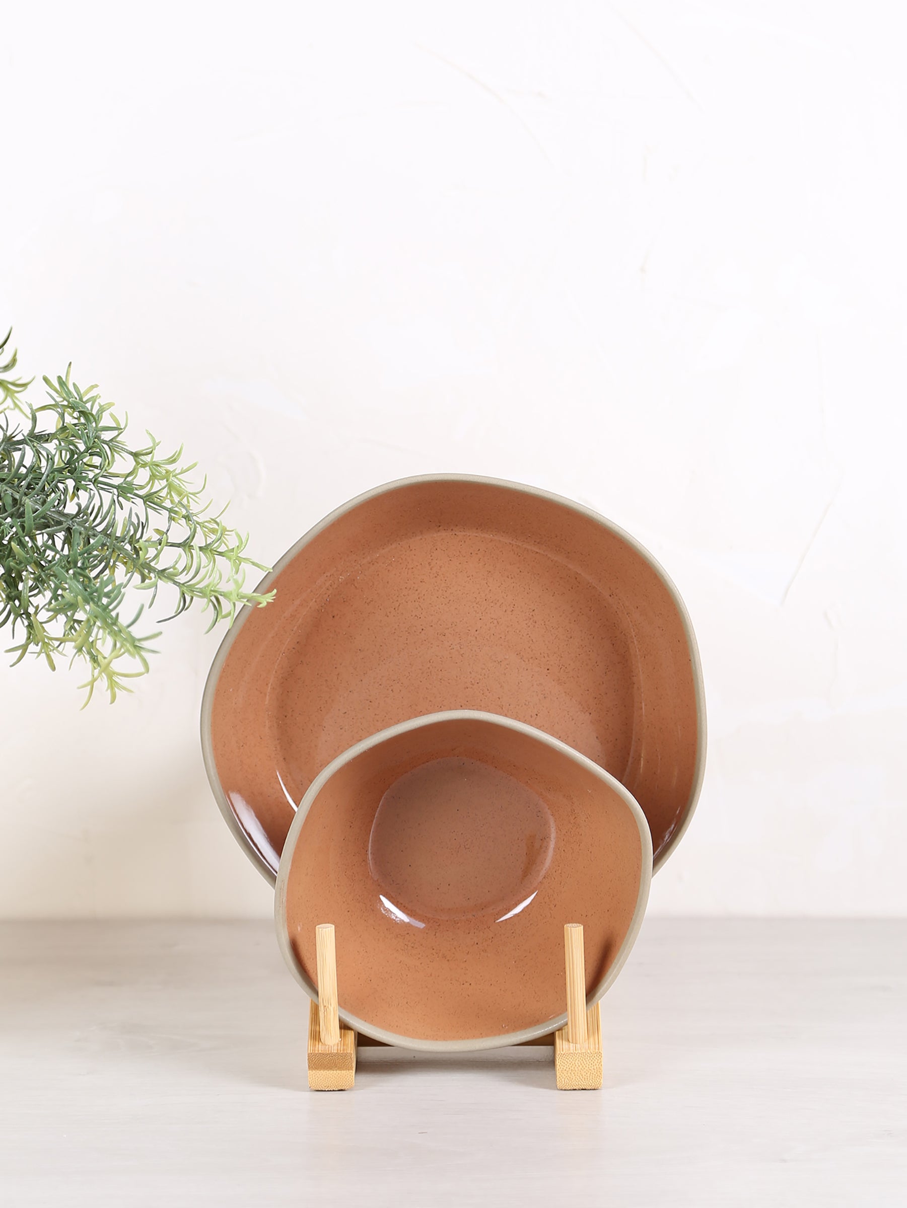 Primeval Porcelain Pasta Bowl - Terracotta