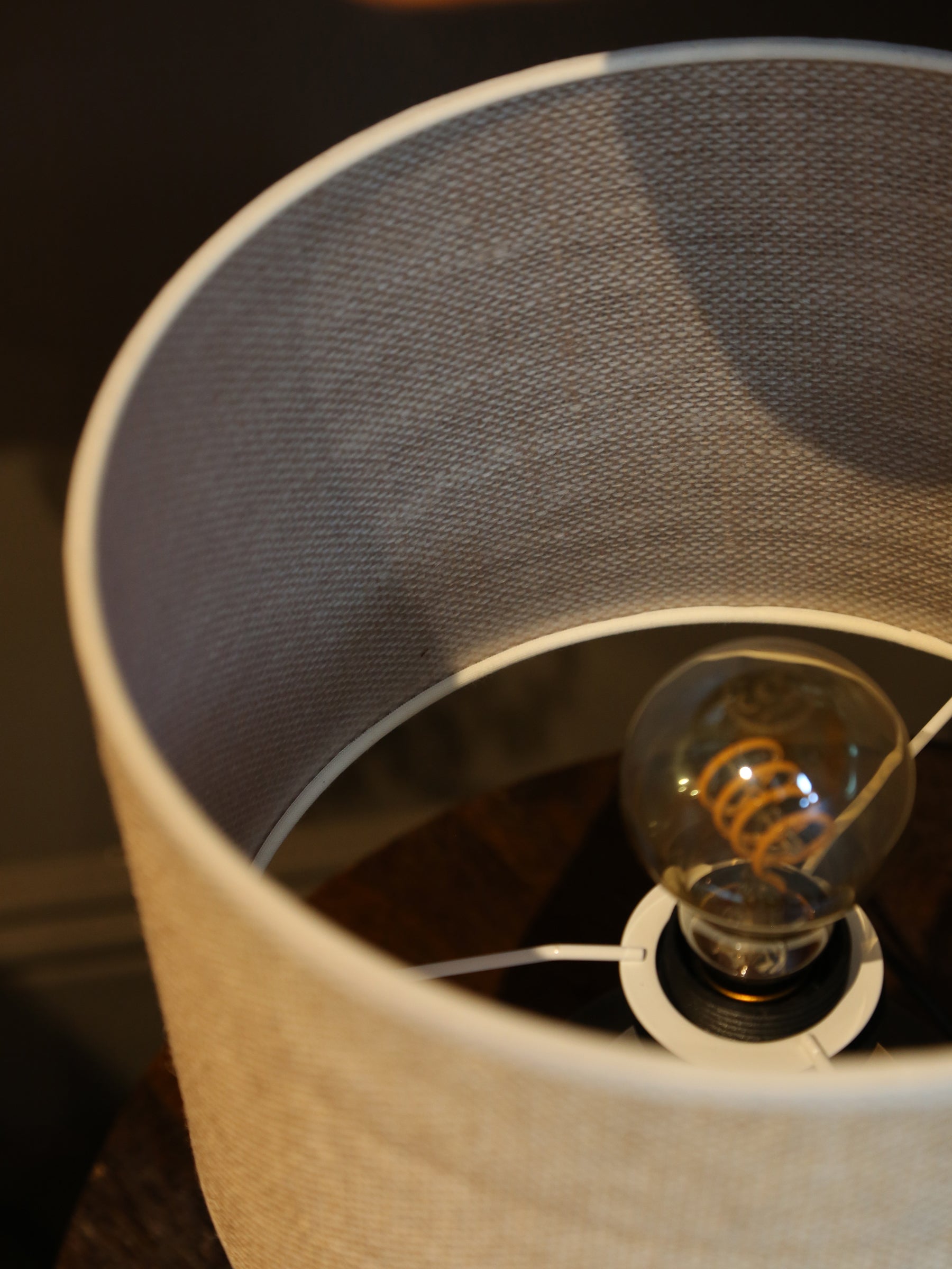 Lulie Etched Brass Table Lamp - Linen Shade