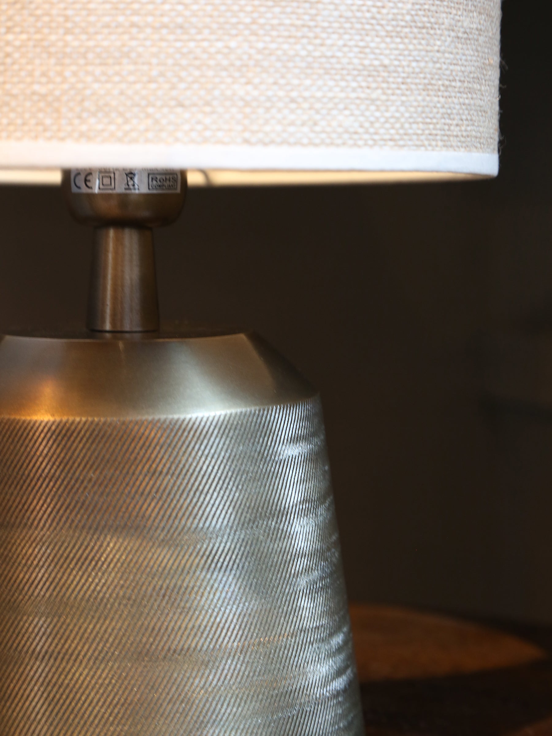 Lulie Etched Brass Table Lamp - Linen Shade