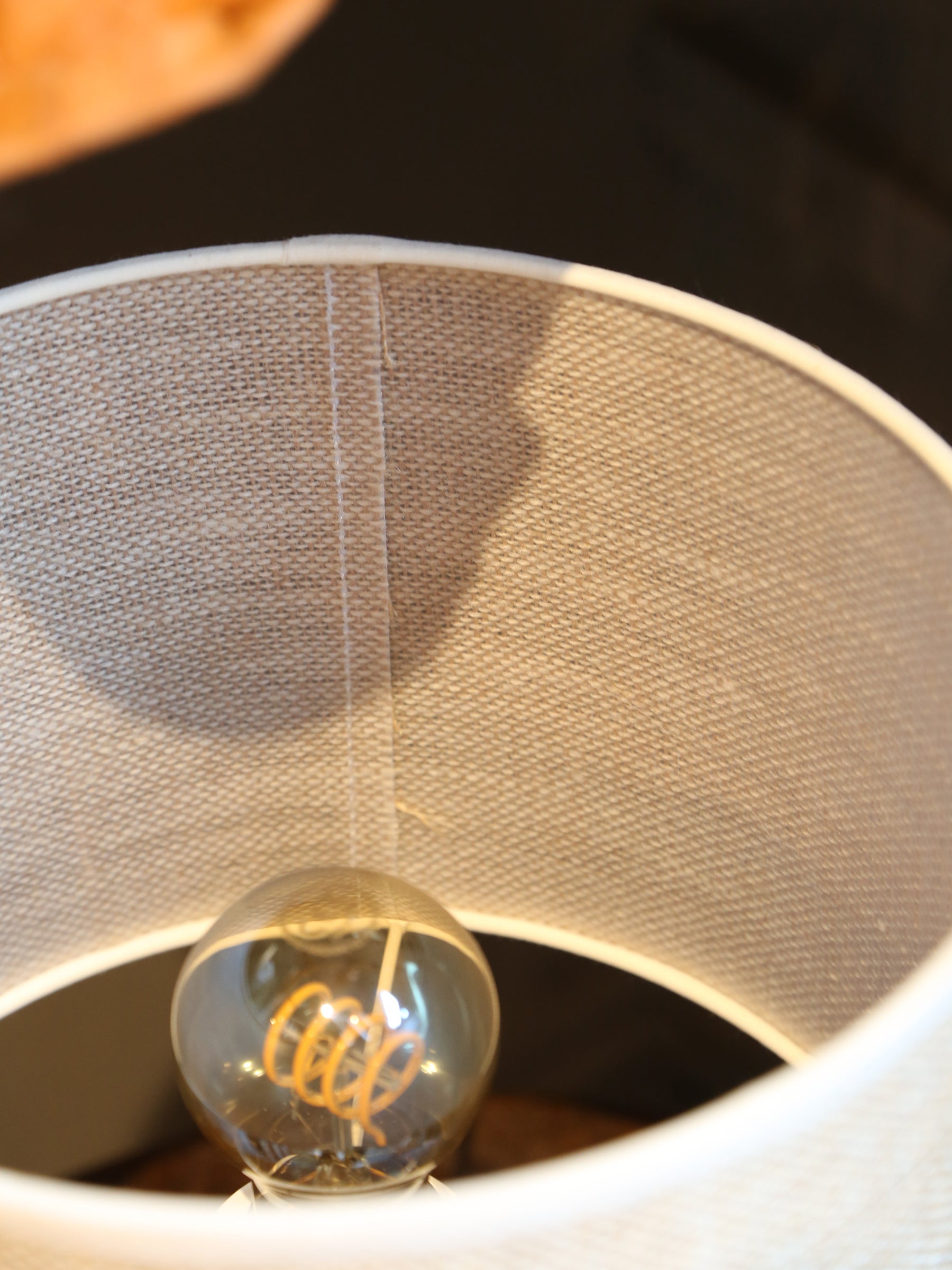 Lulie Etched Brass Table Lamp - Linen Shade