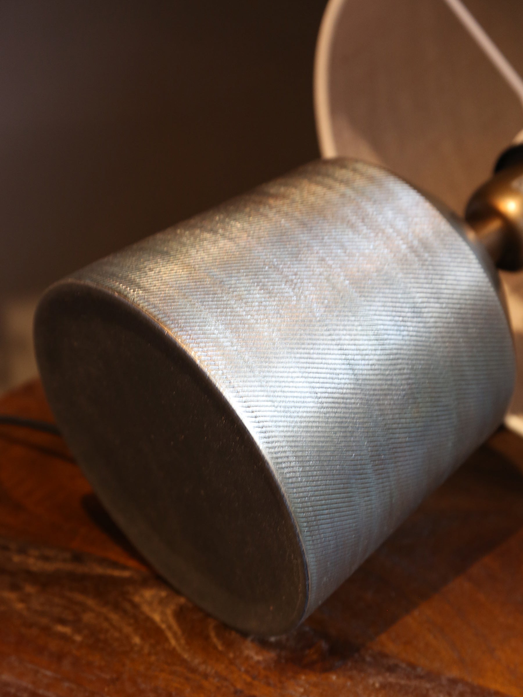 Lulie Etched Brass Table Lamp - Linen Shade