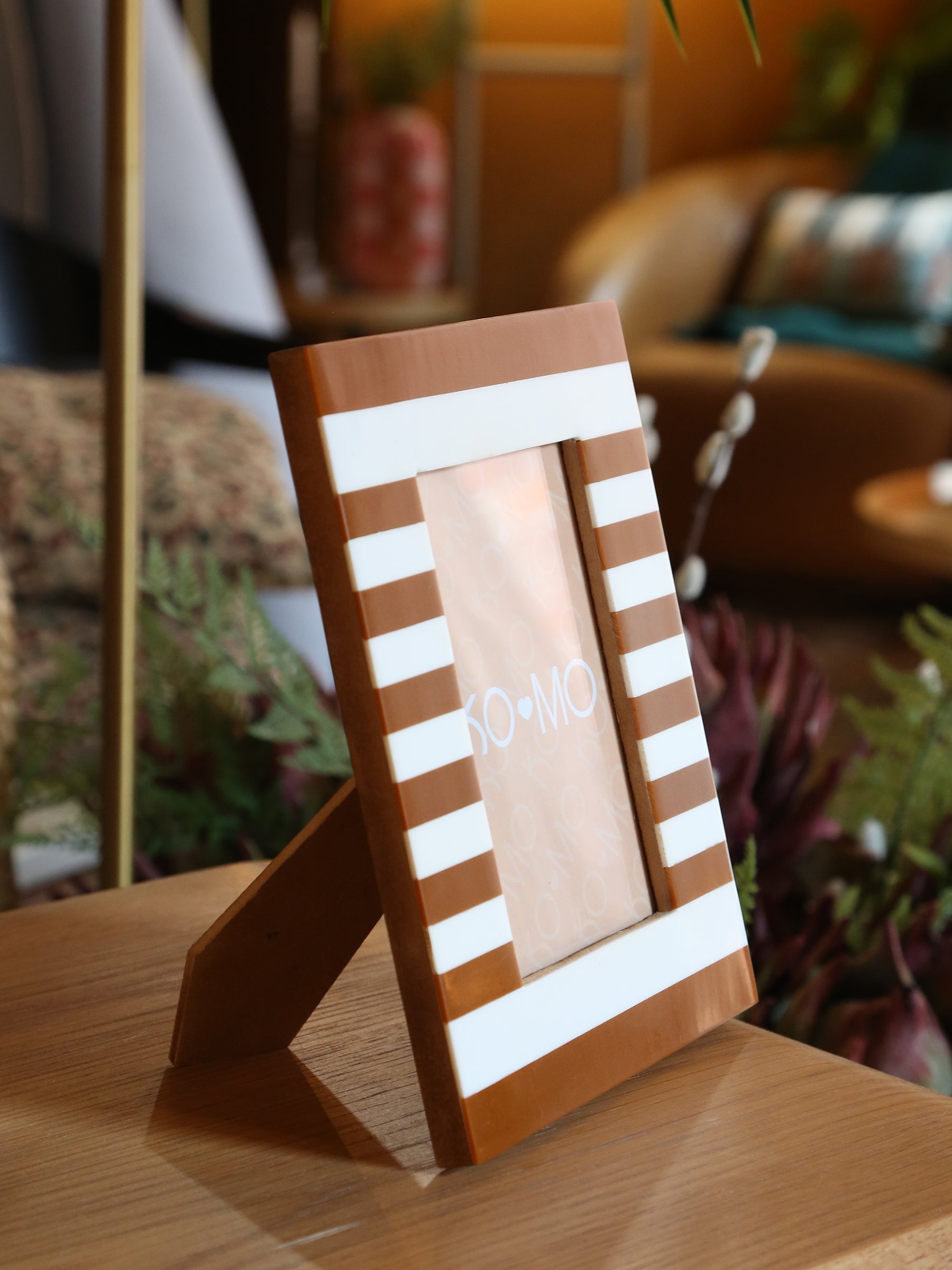 Brown Striped Resin Photo Frame - 4x6 Inch