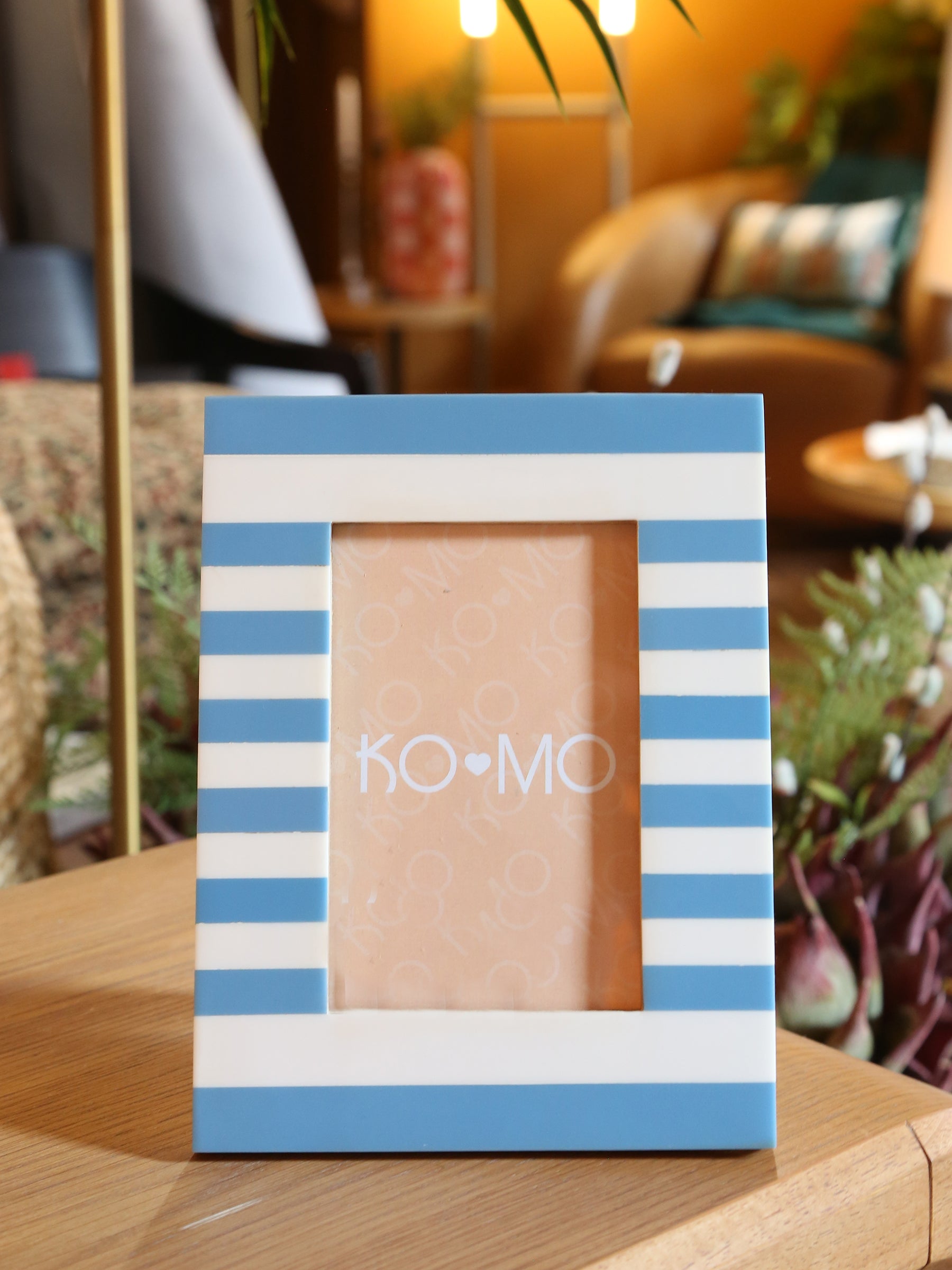 Blue Striped Resin Photo Frame - 4x6 Inch