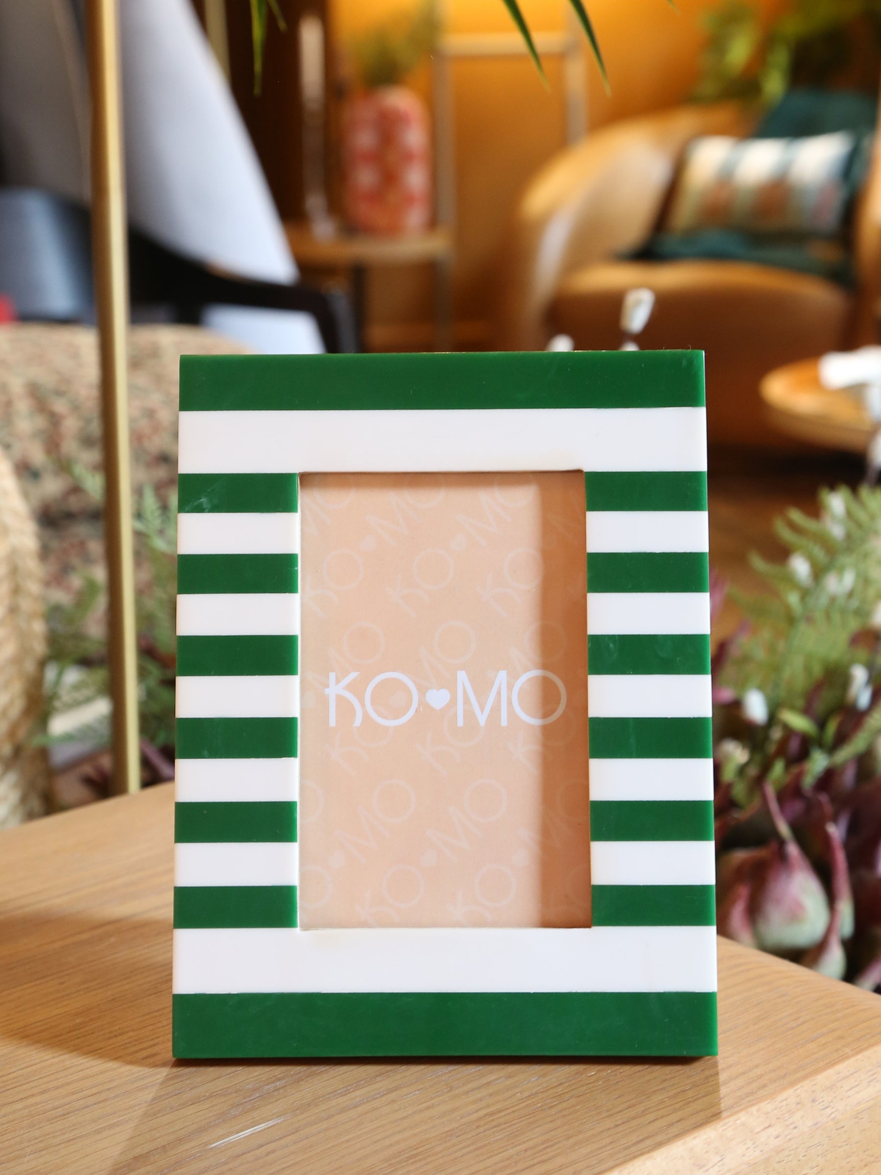 Green Striped Resin Photo Frame - 4x6 Inch
