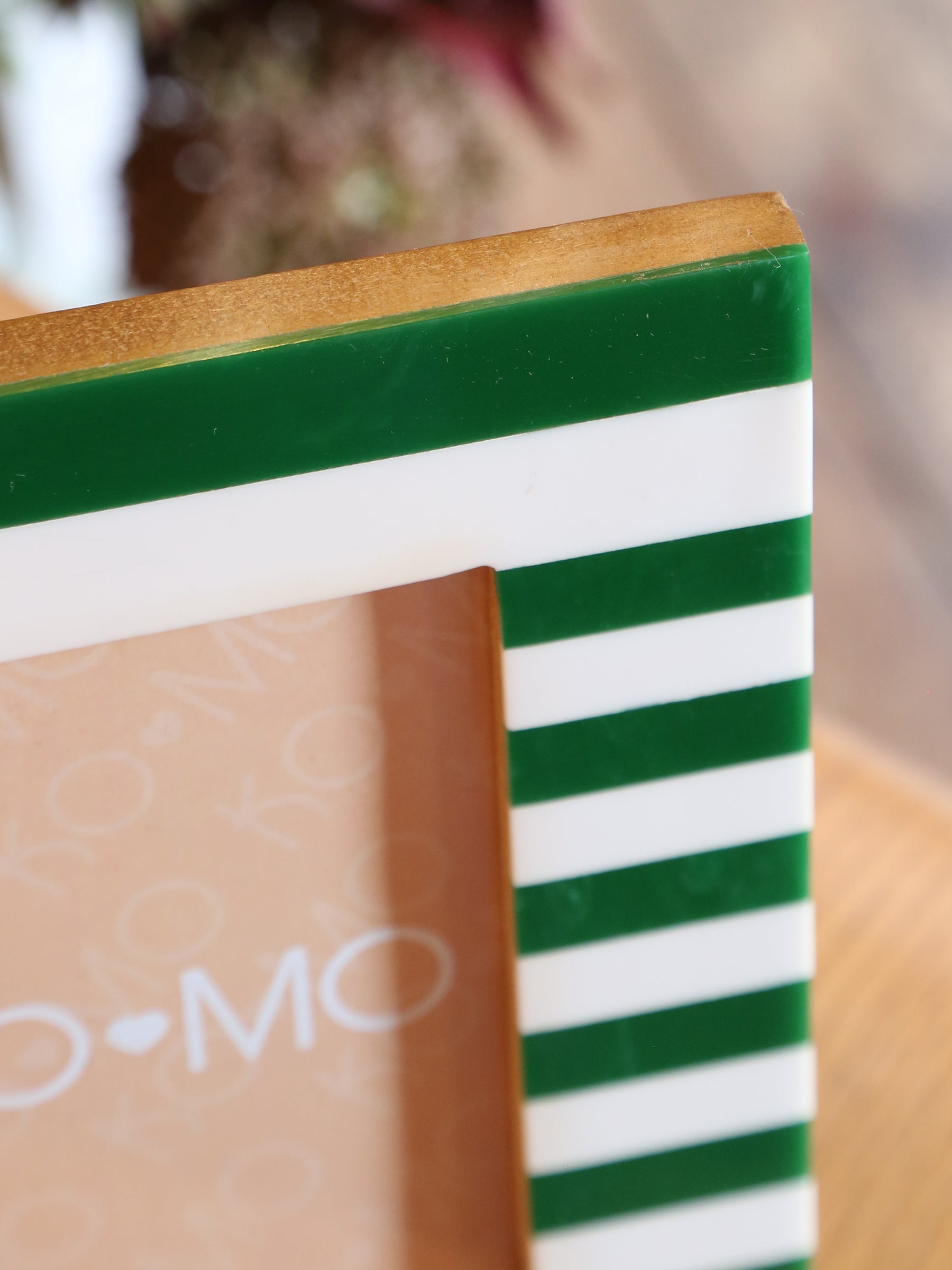 Green Striped Resin Photo Frame - 4x6 Inch
