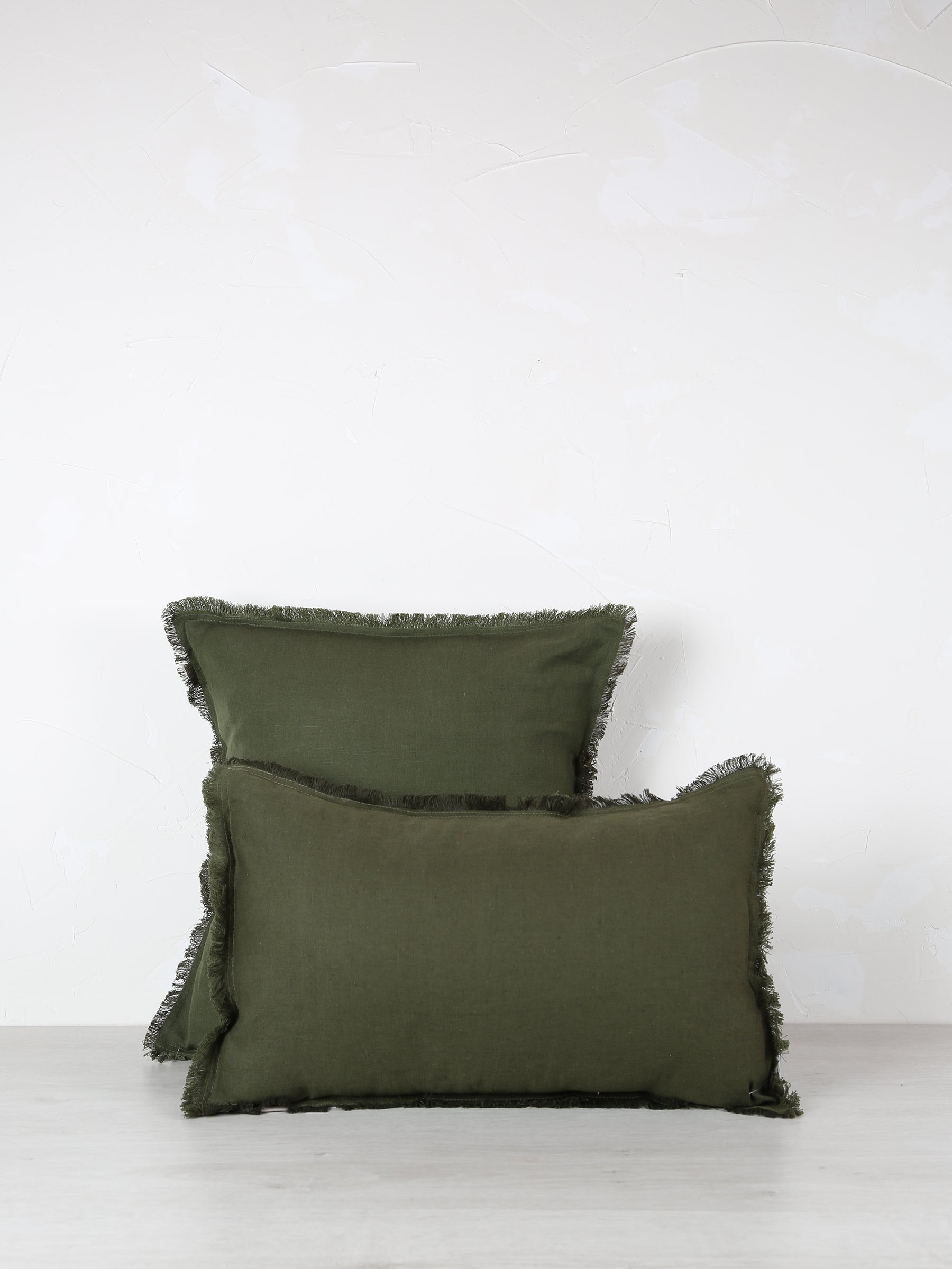 Laly Linen & Cotton Plain Cushion in Olive - 2 Sizes Available