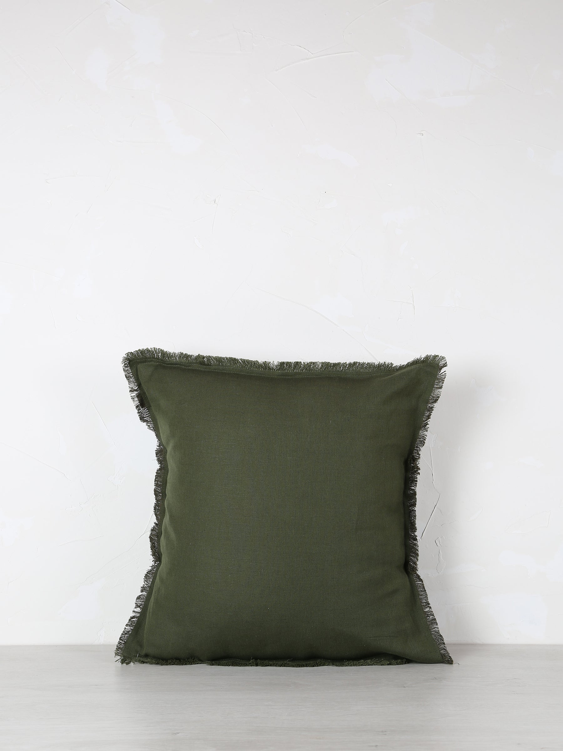 Laly Linen & Cotton Plain Cushion in Olive - 2 Sizes Available