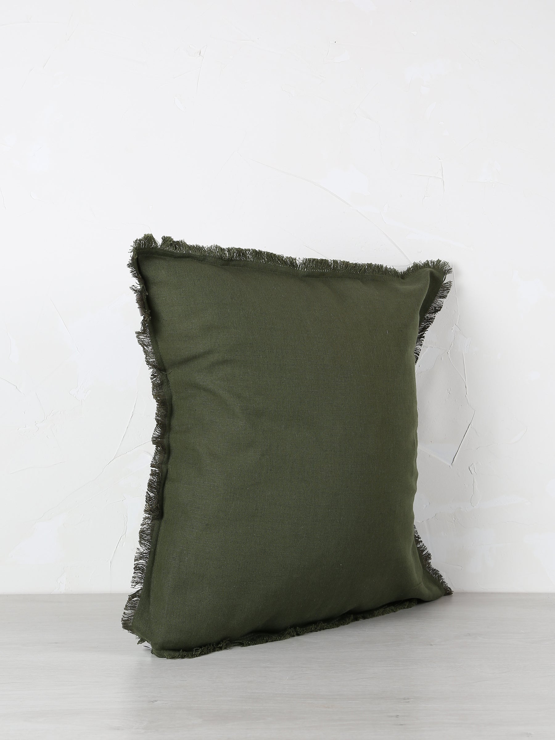 Laly Linen & Cotton Plain Cushion in Olive - 2 Sizes Available
