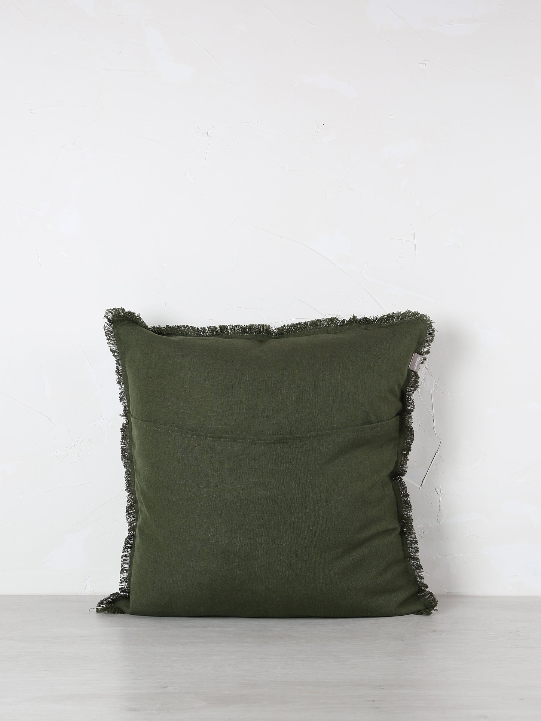 Laly Linen & Cotton Plain Cushion in Olive - 2 Sizes Available